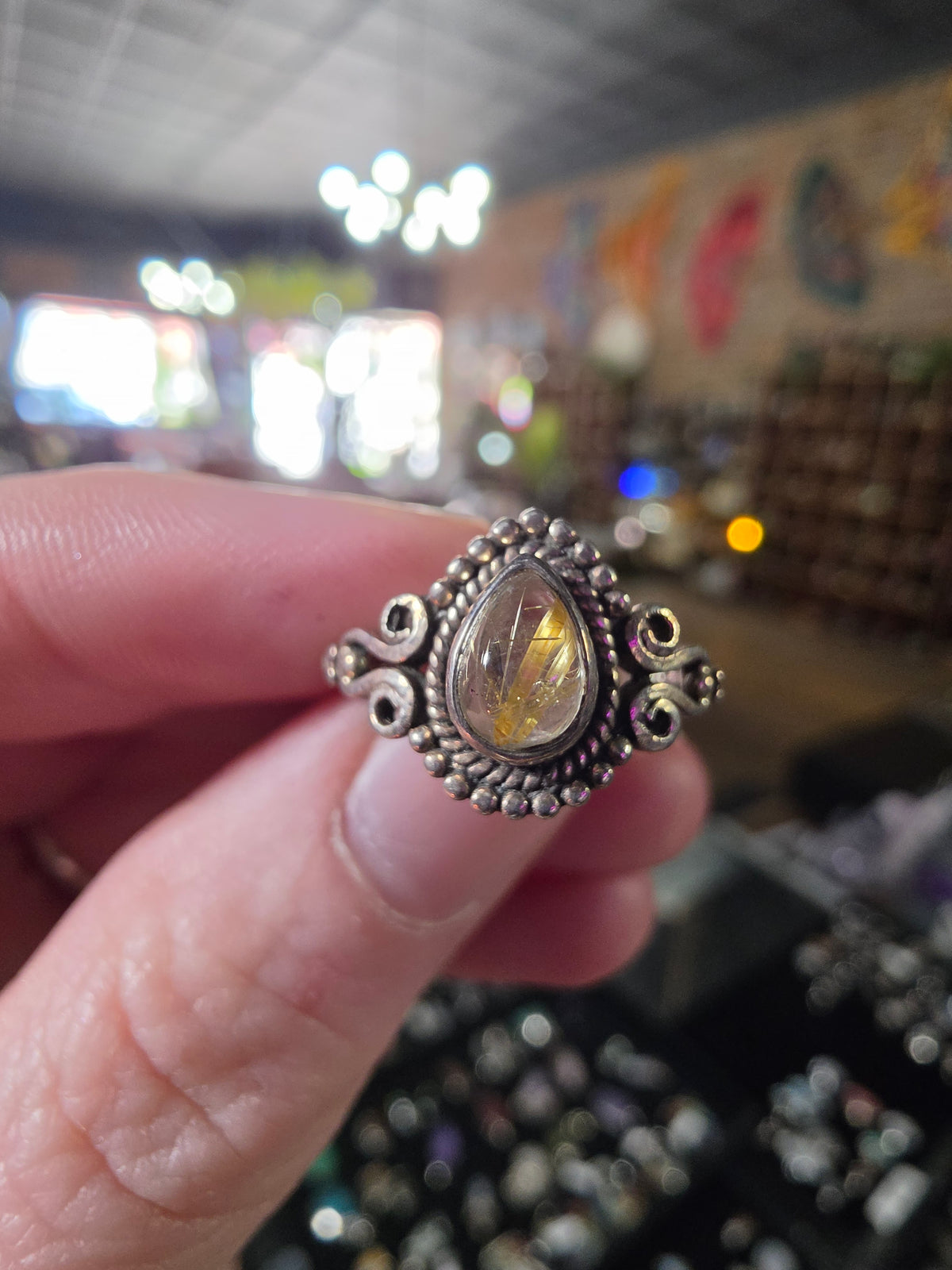Size 7.5 Golden Rutile Quartz Ring