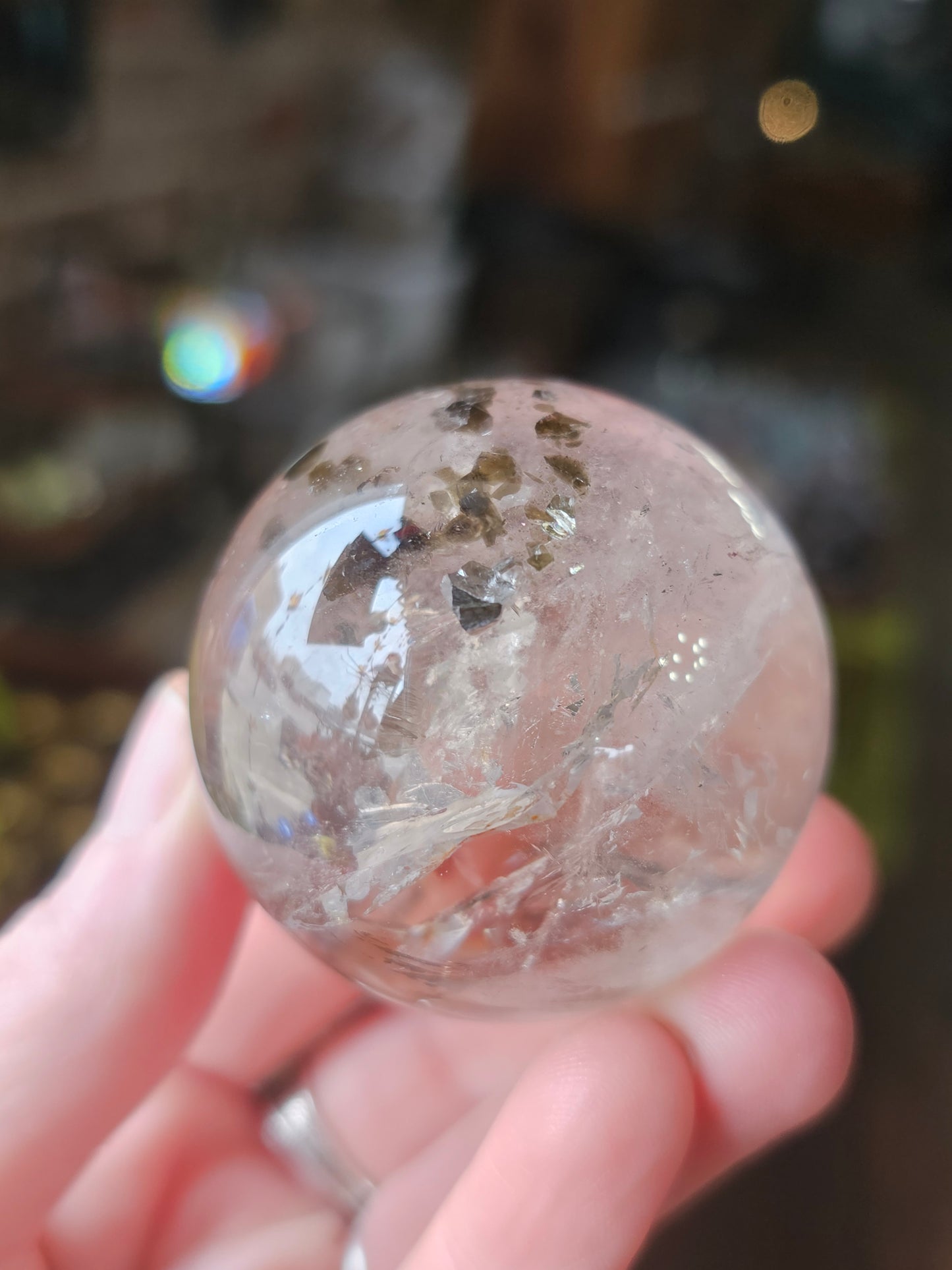 Green Mica in Quartz Sphere