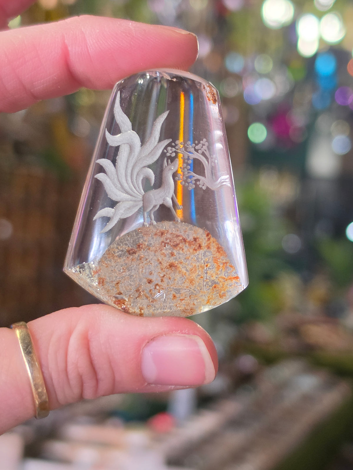 Nine Tail Fox Lazer Engraved Iron Included Quartz