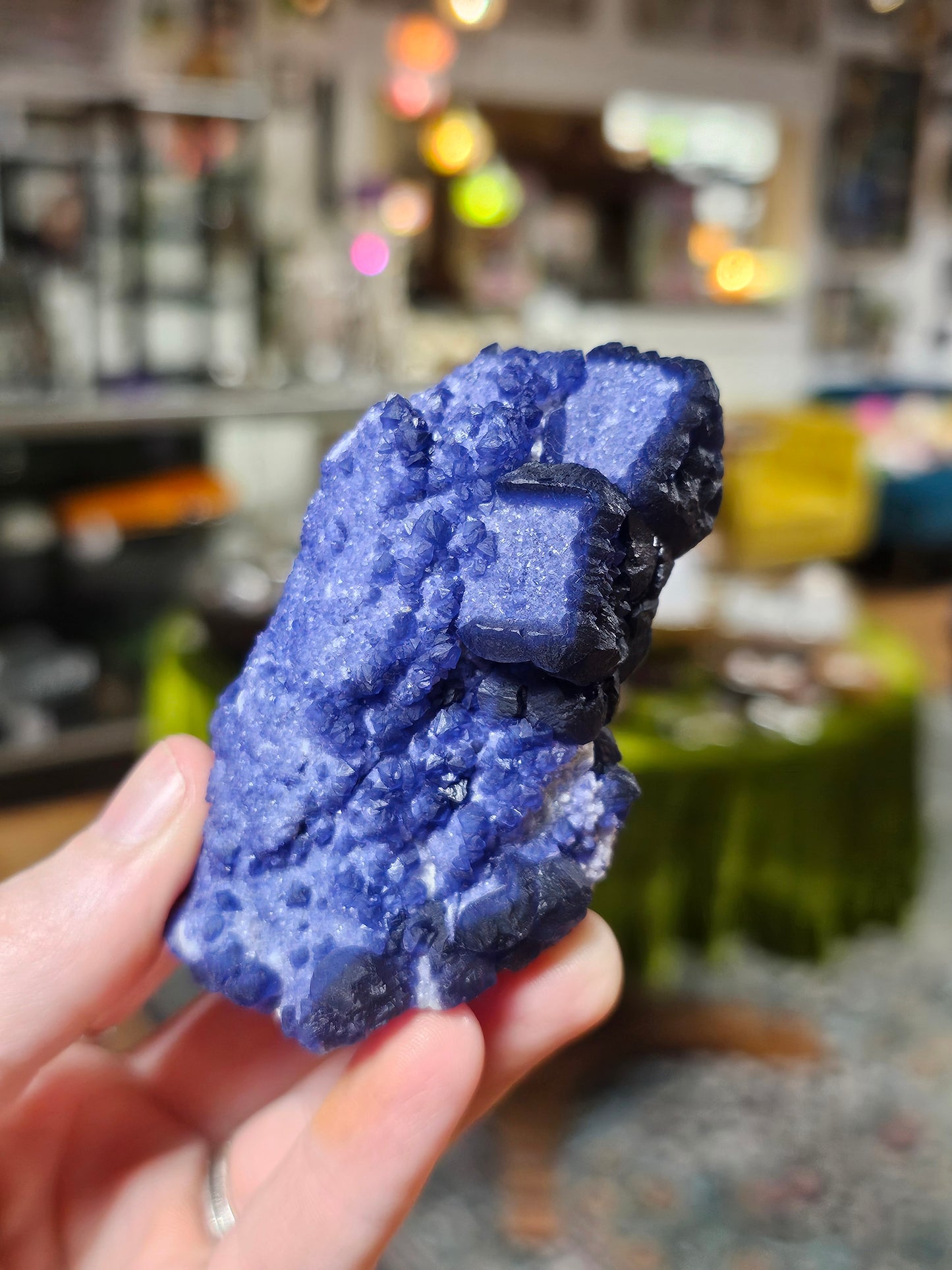 Blueberry Fluorite on Quartz