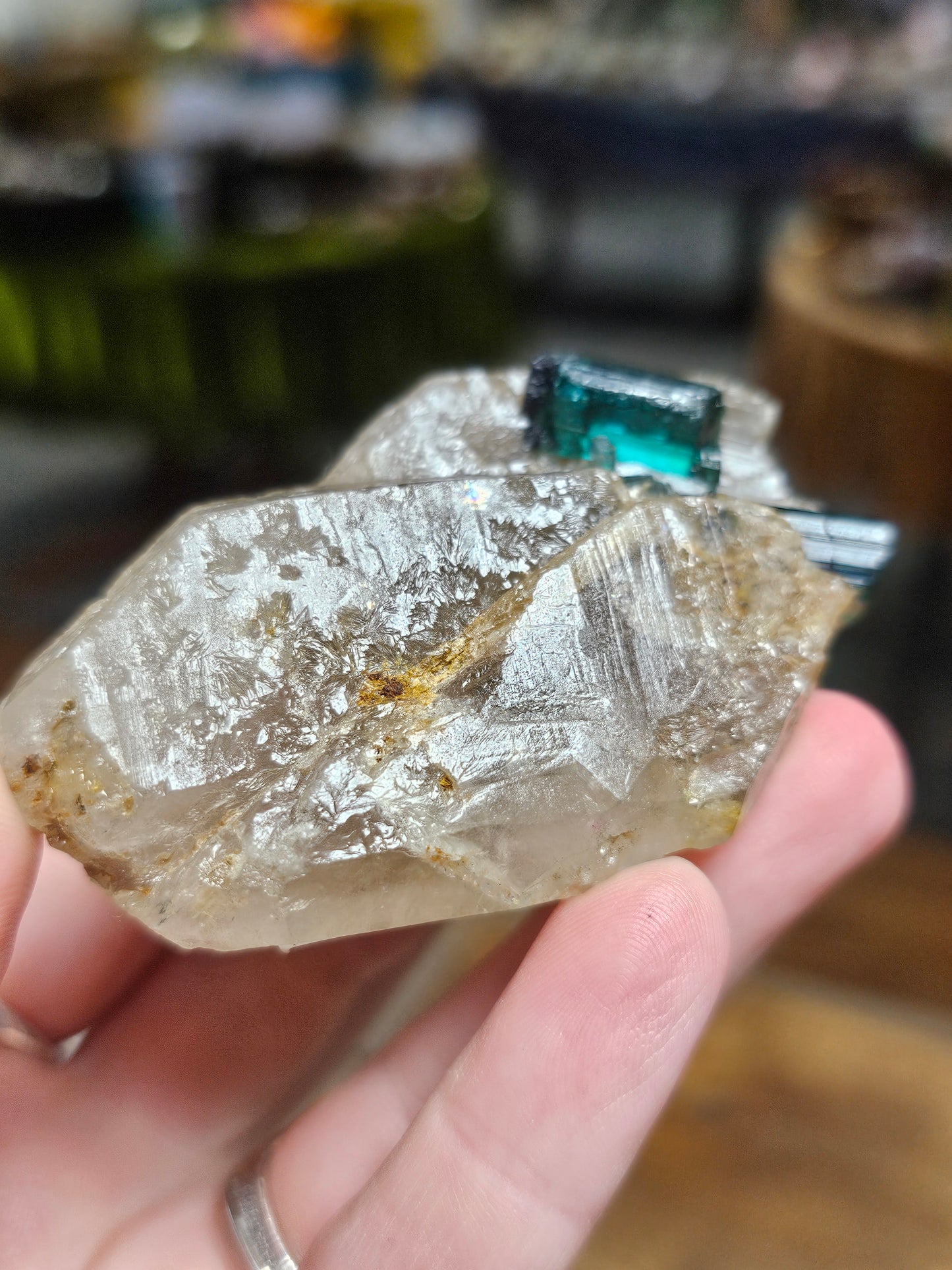 Indicolite on Smoky Quartz