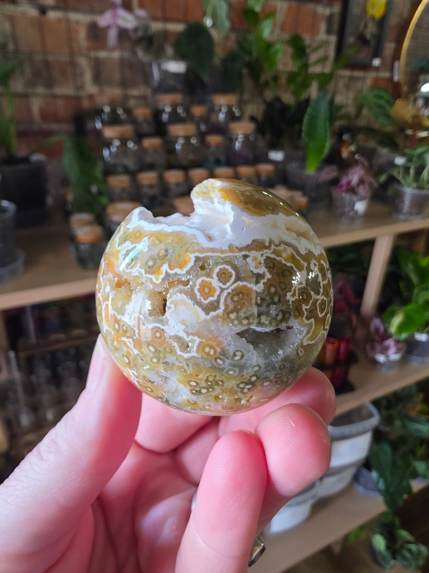 Druzy Orbicular Jasper Sphere