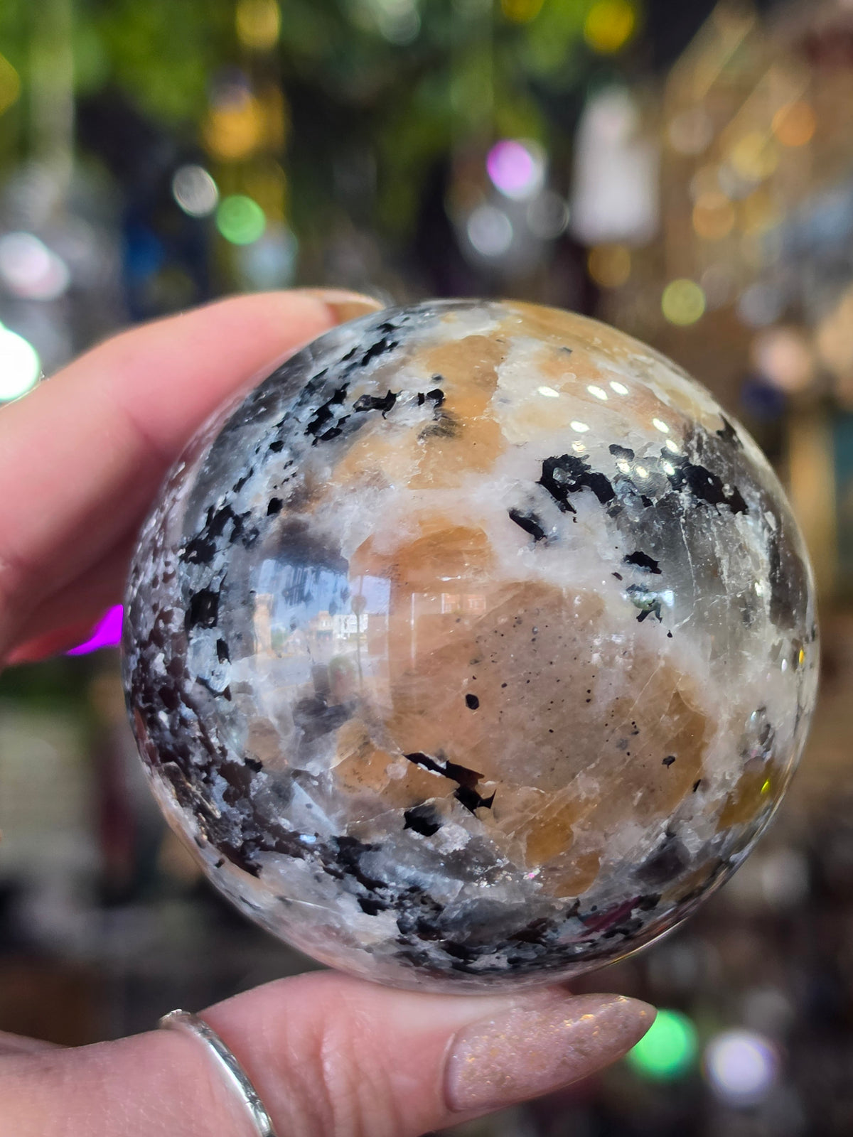 Larvikite and Sunstone Sphere