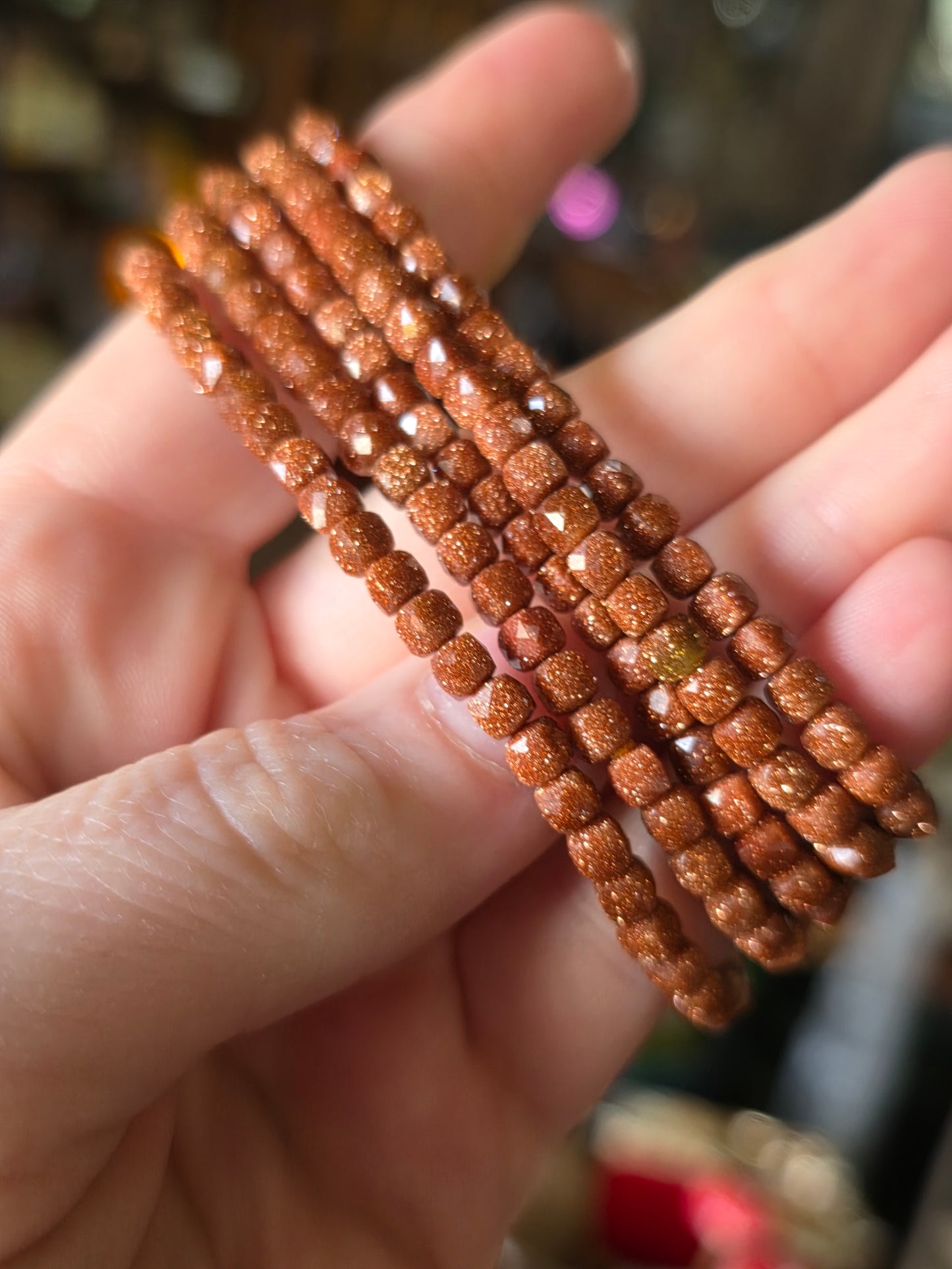 Faceted Goldstone Bead Bracelet