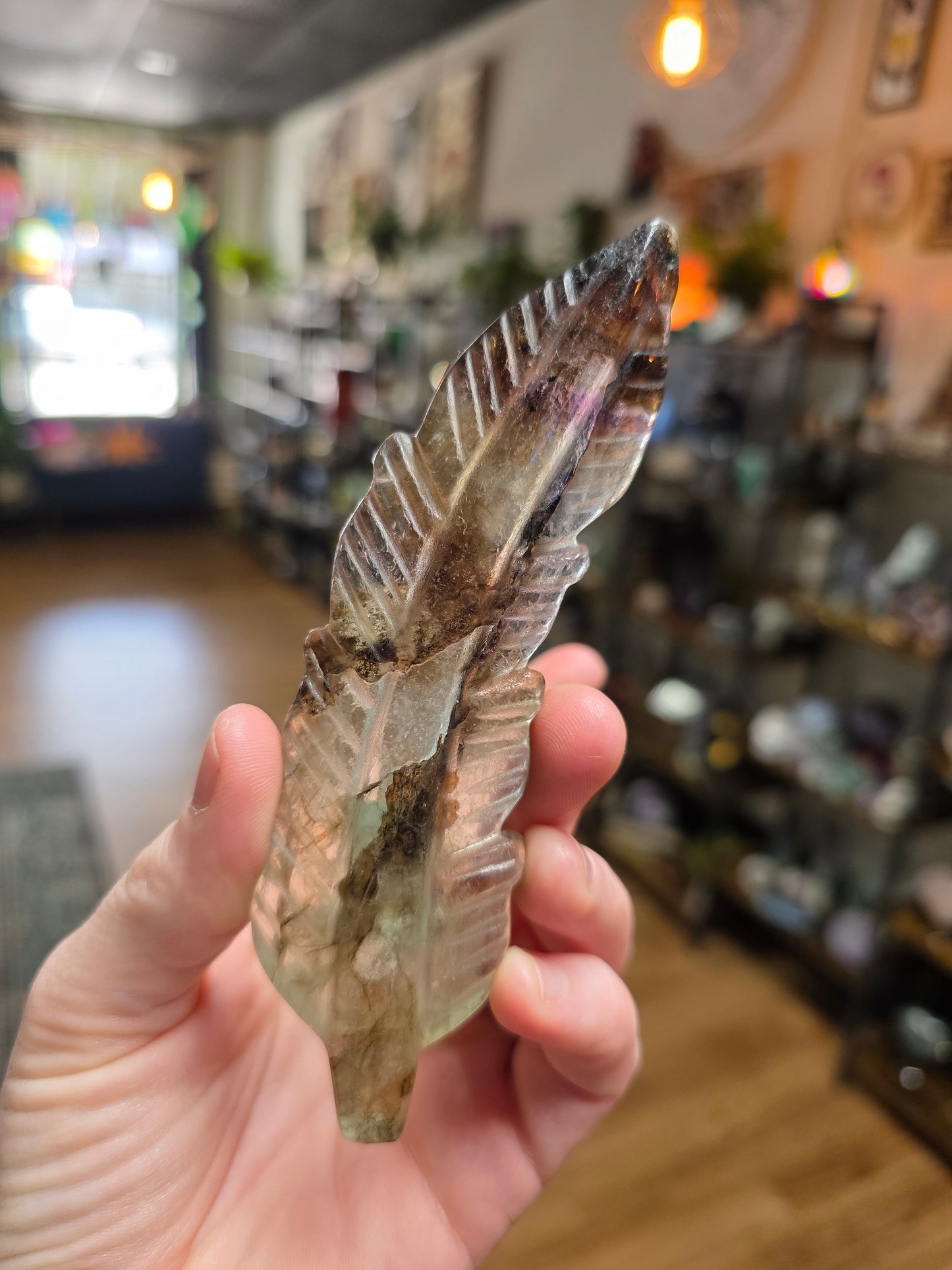 Included Fluorite Feather Carving
