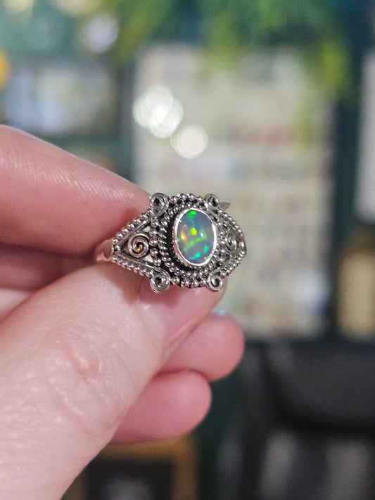 Size 8.5 Ethiopian Opal Ring