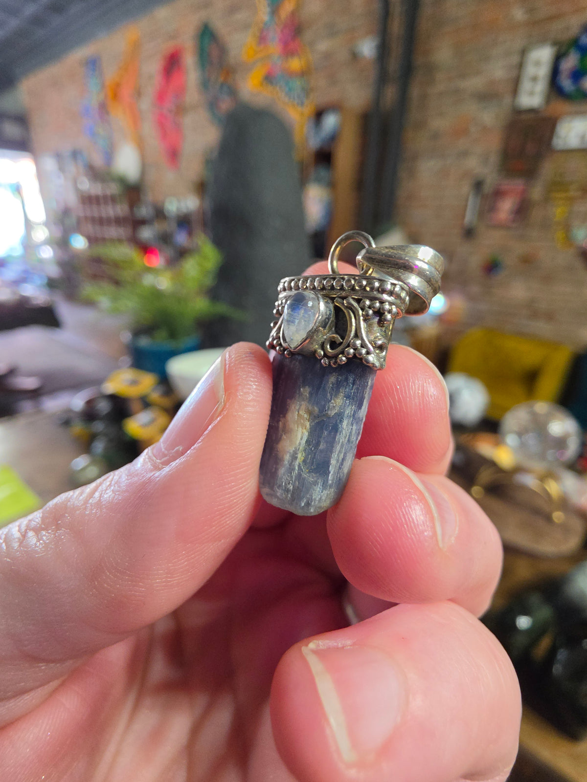 Blue Kyanite & Moonstone Pendant