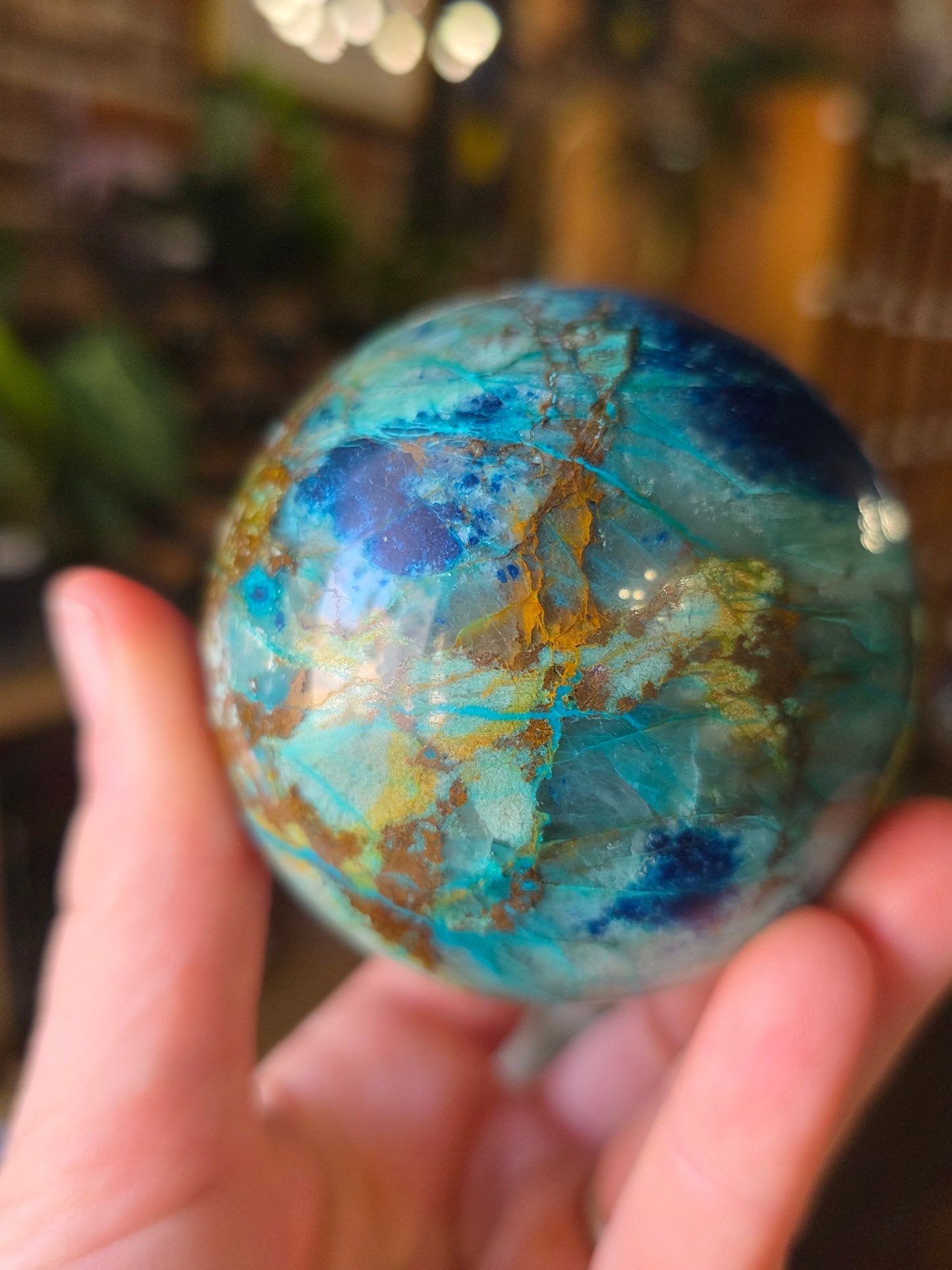 Chrysocolla and Shattuckite Sphere