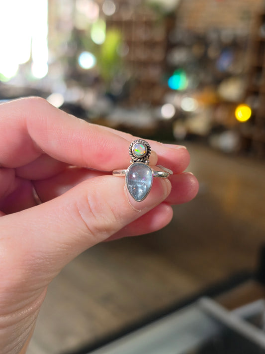 Aquamarine and Opal Ring Size 7
