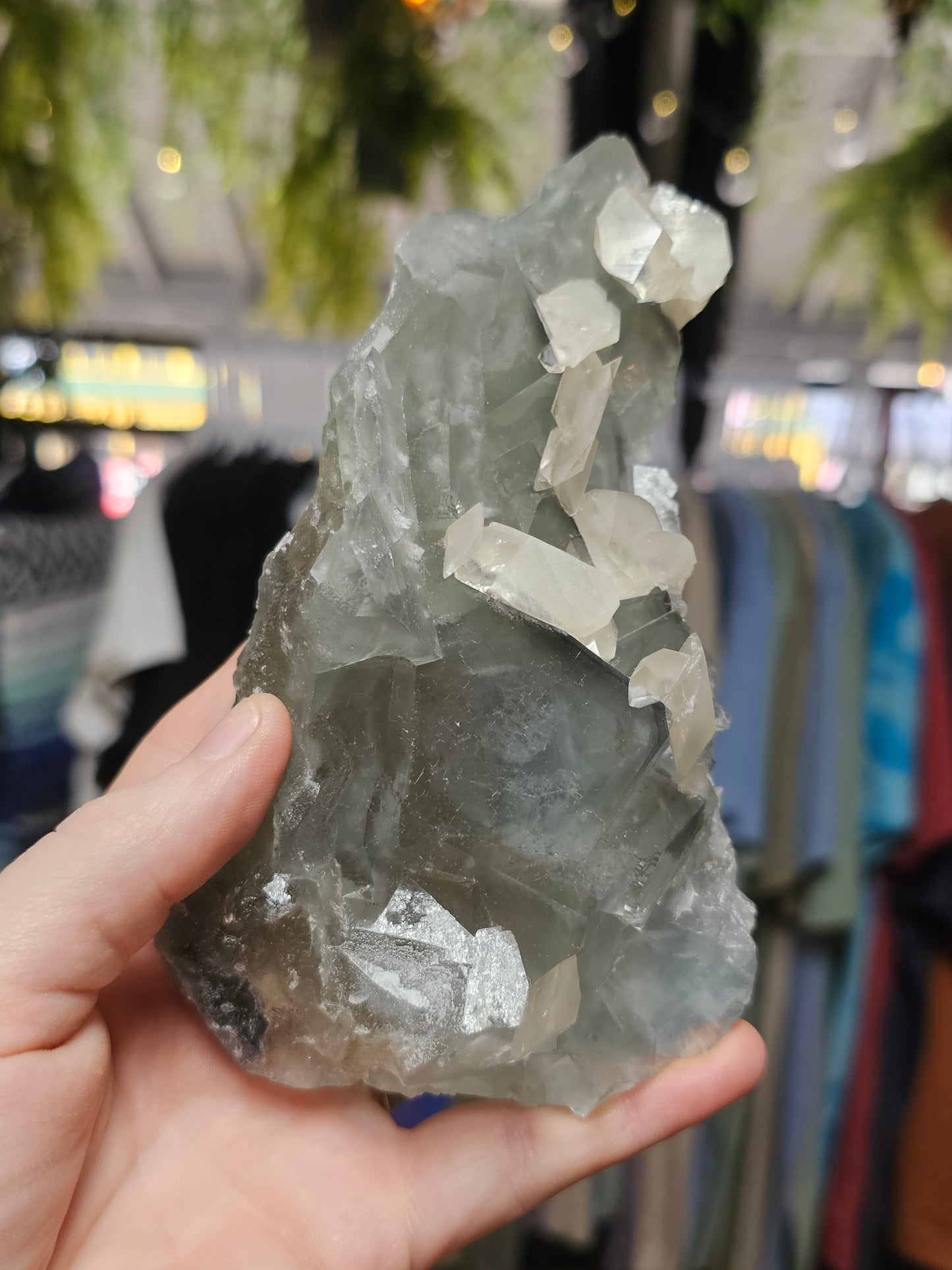 Calcite on Blue Fluorite