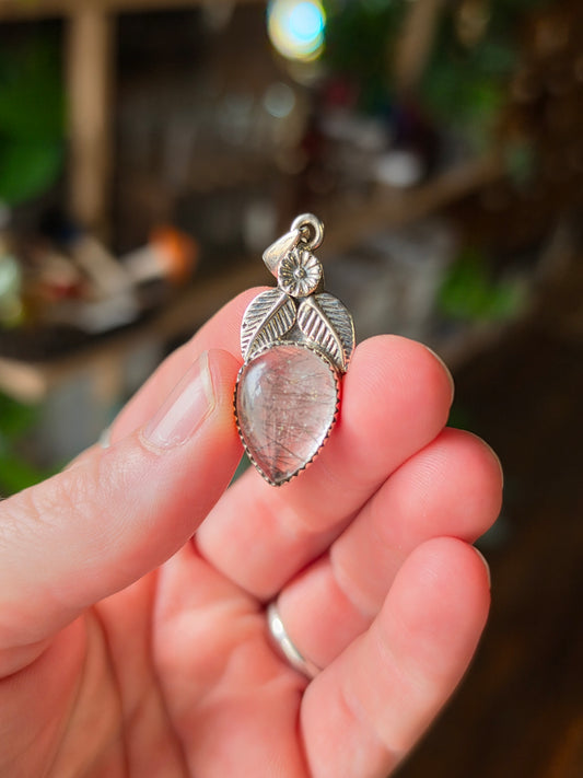 Black Tourmaline In Quartz Pendant