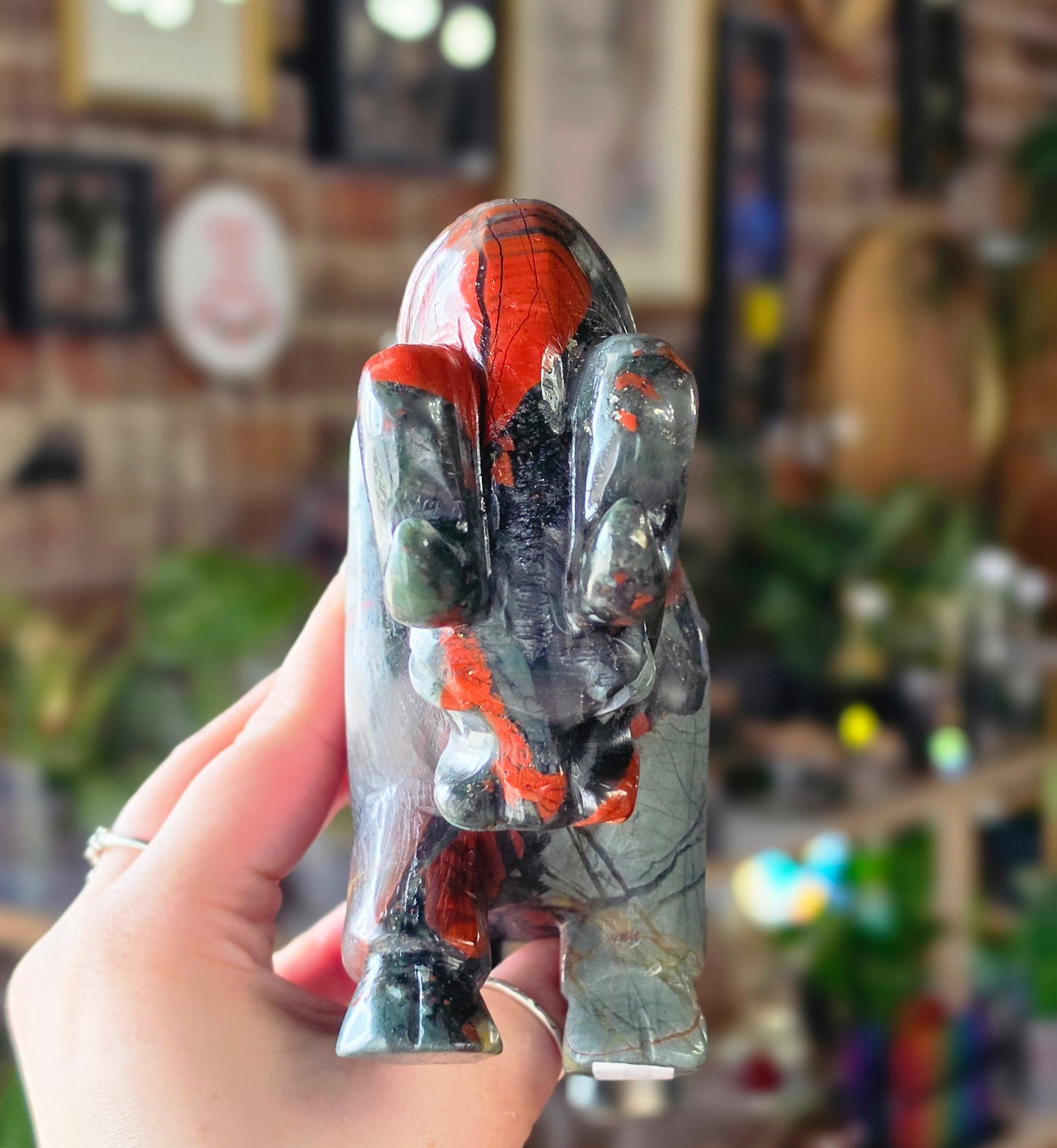 African Bloodstone Bull Carving