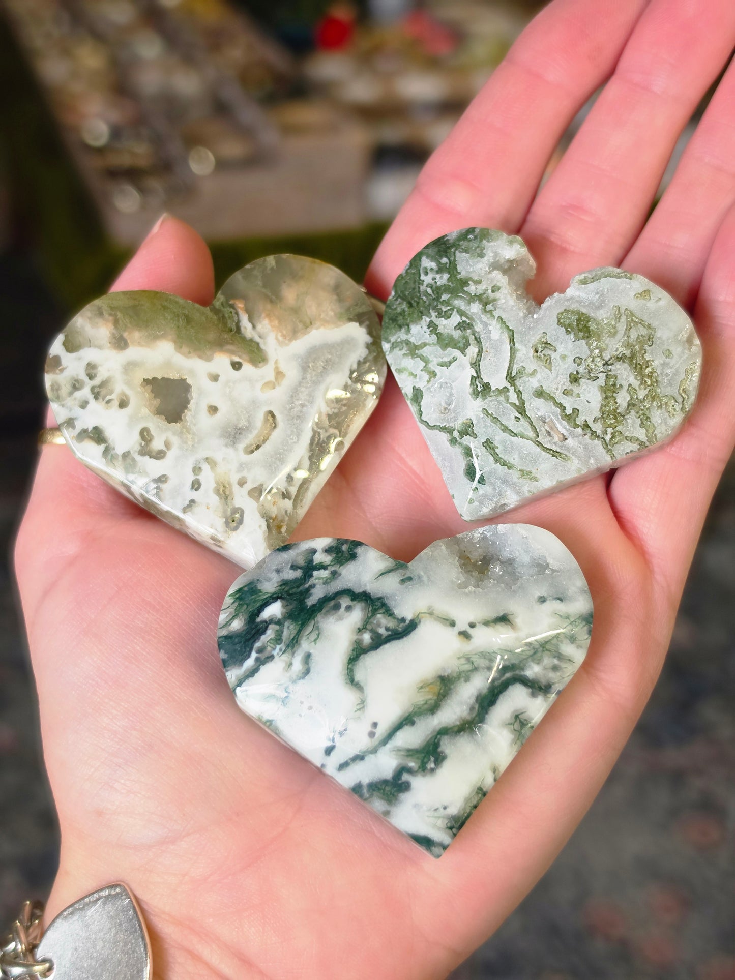Moss Agate Druzy Heart