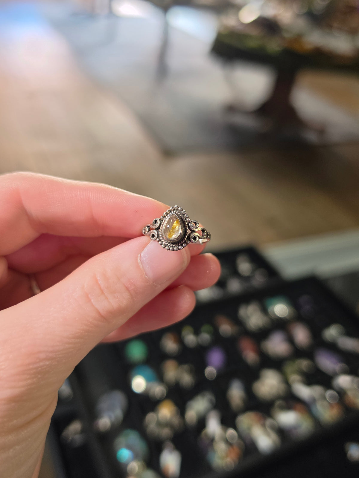 Size 7.5 Golden Rutile Quartz Ring