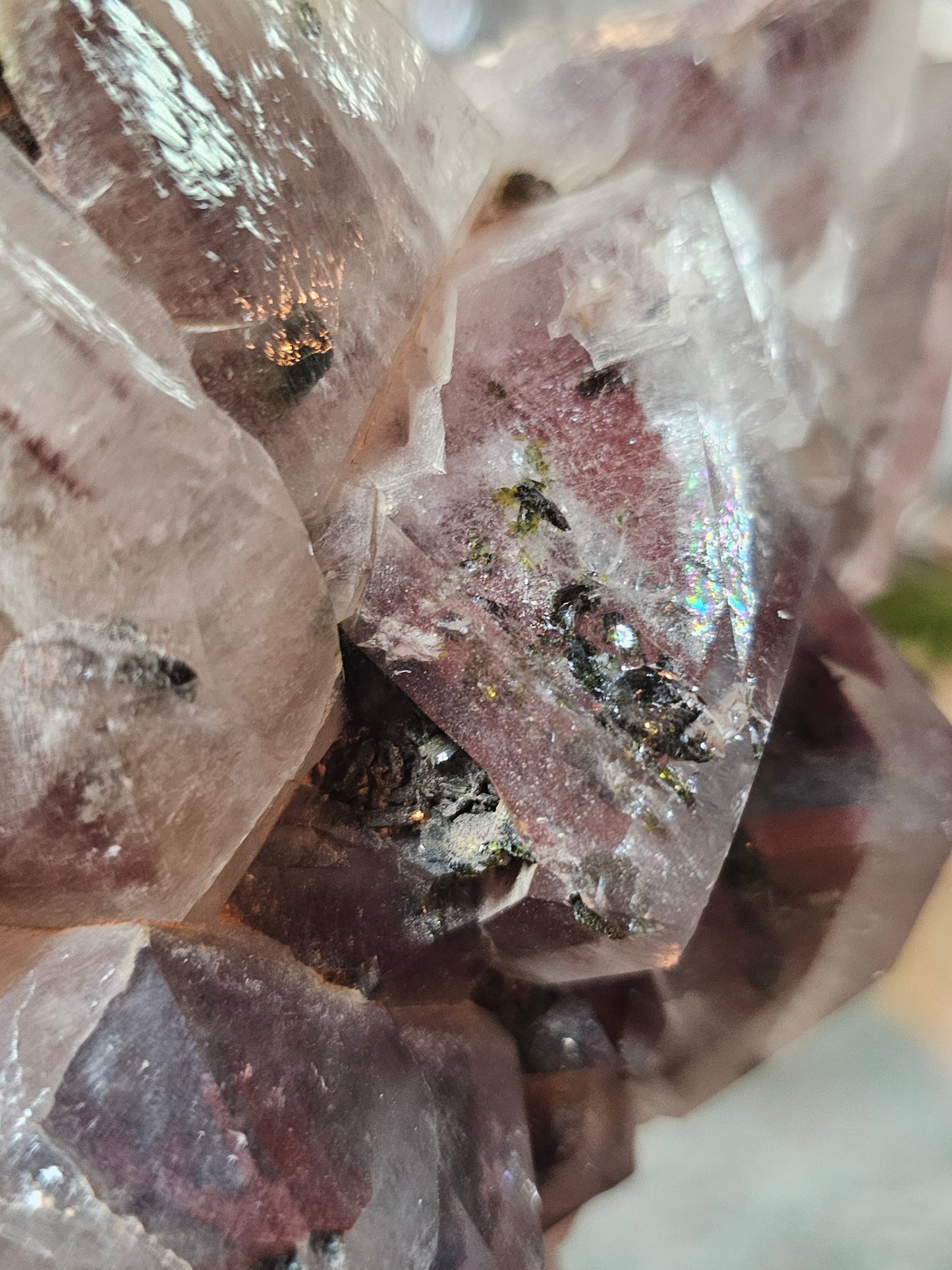 Epidote on Hematite Included Quartz