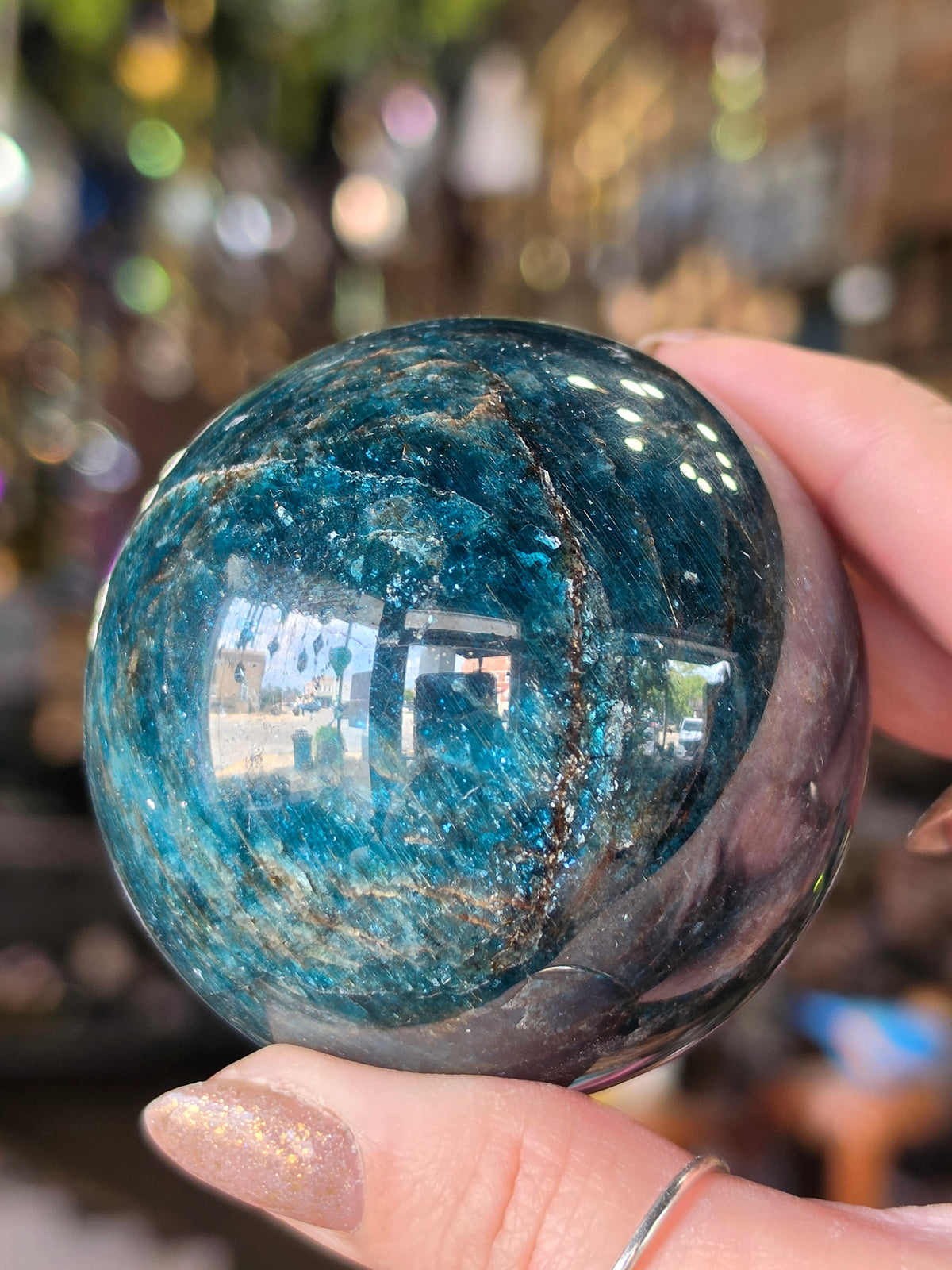 Blue Apatite Sphere
