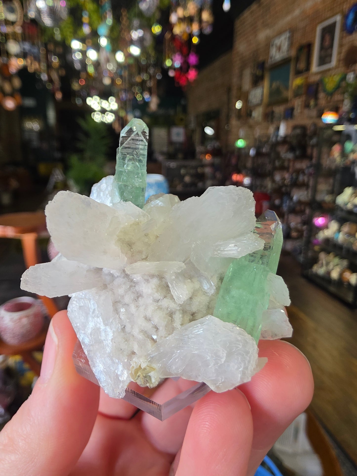 Green Apophyllite On Stilbite