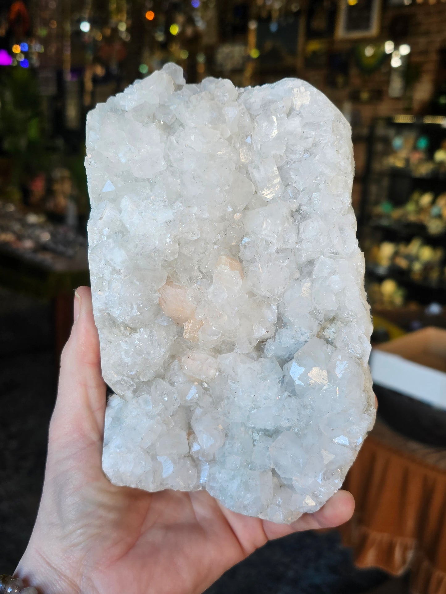 Large Peach Stilbite on Apophyllite