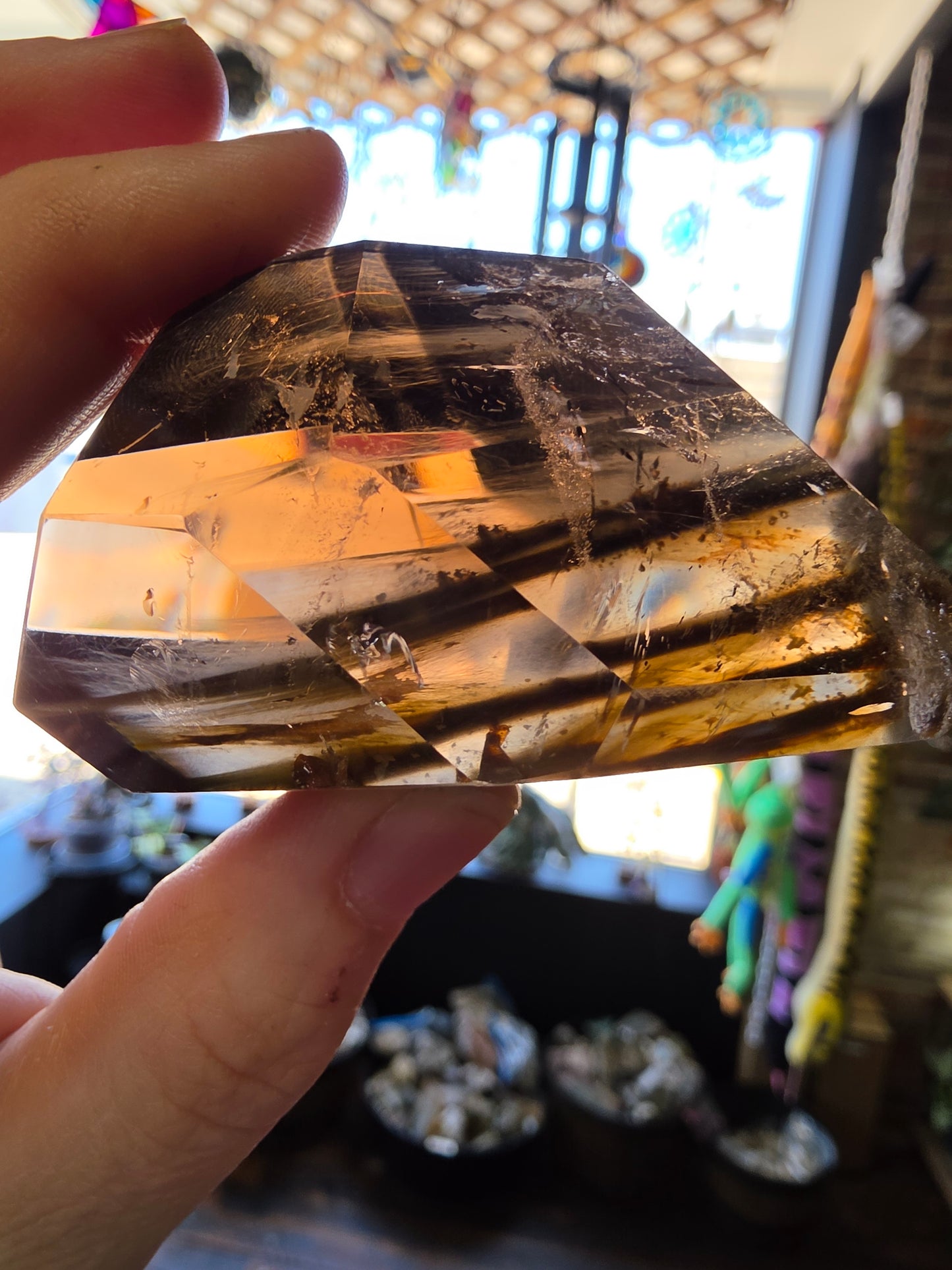 Amphibole in Smoky Quartz