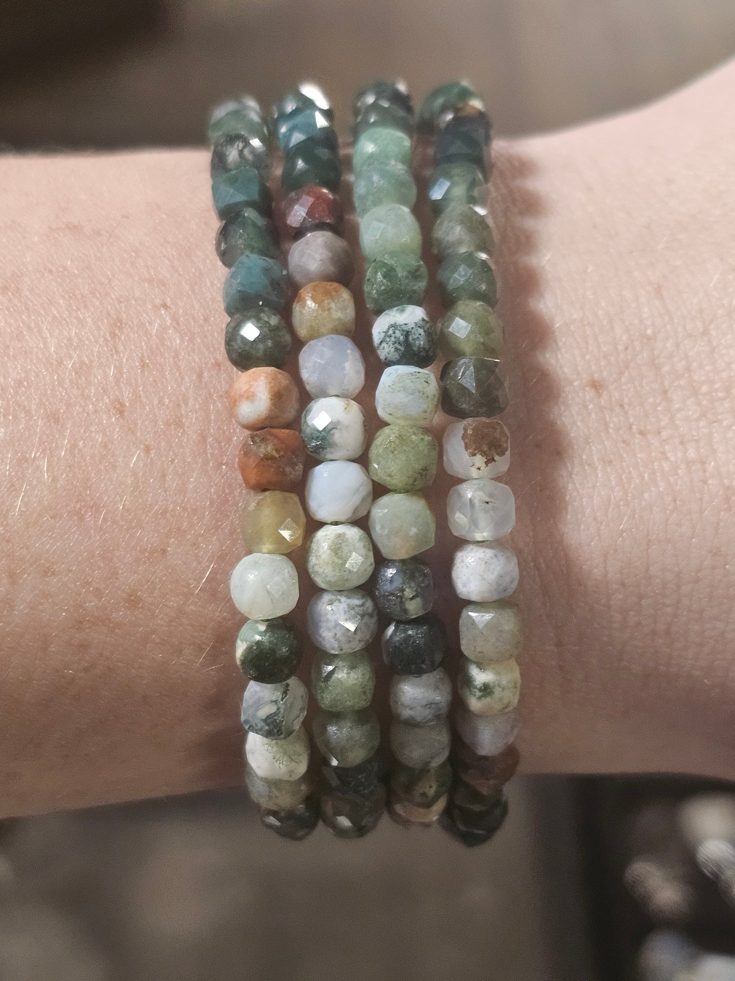 India Agate Faceted Stretch Bracelet
