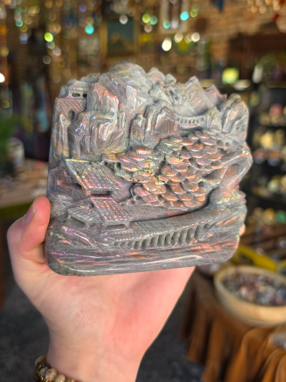 Labradorite Village Carving