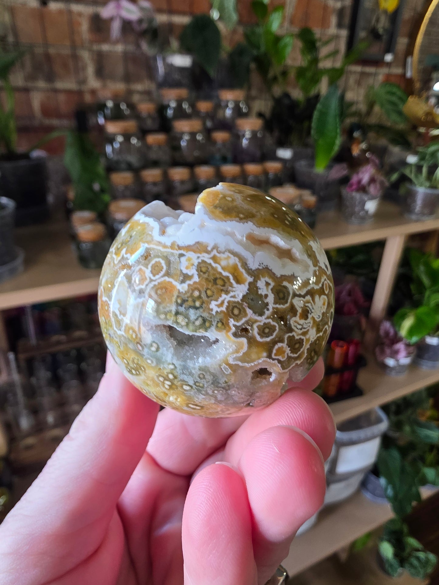 Druzy Orbicular Jasper Sphere
