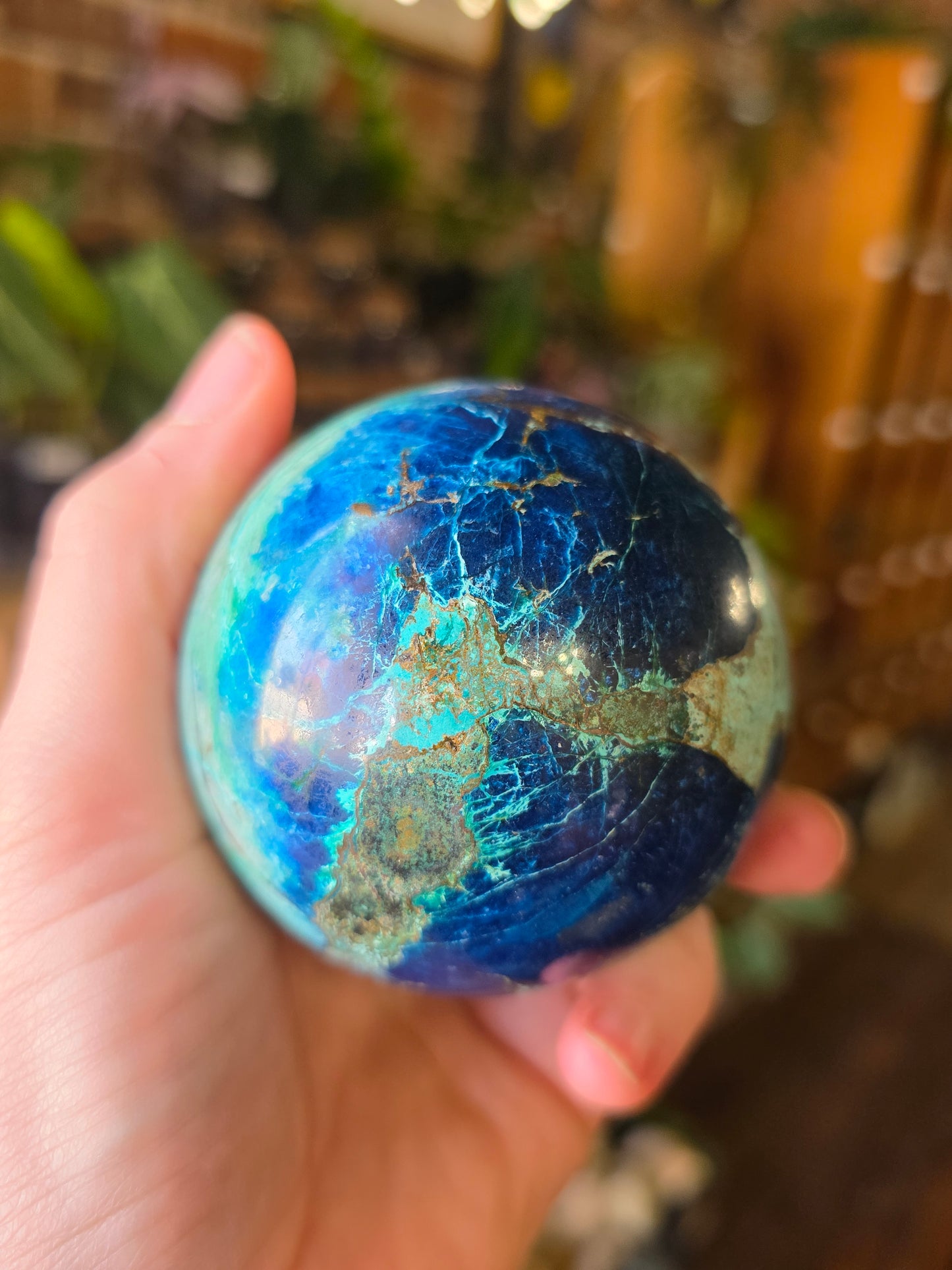 Chrysocolla and Shattukite Sphere