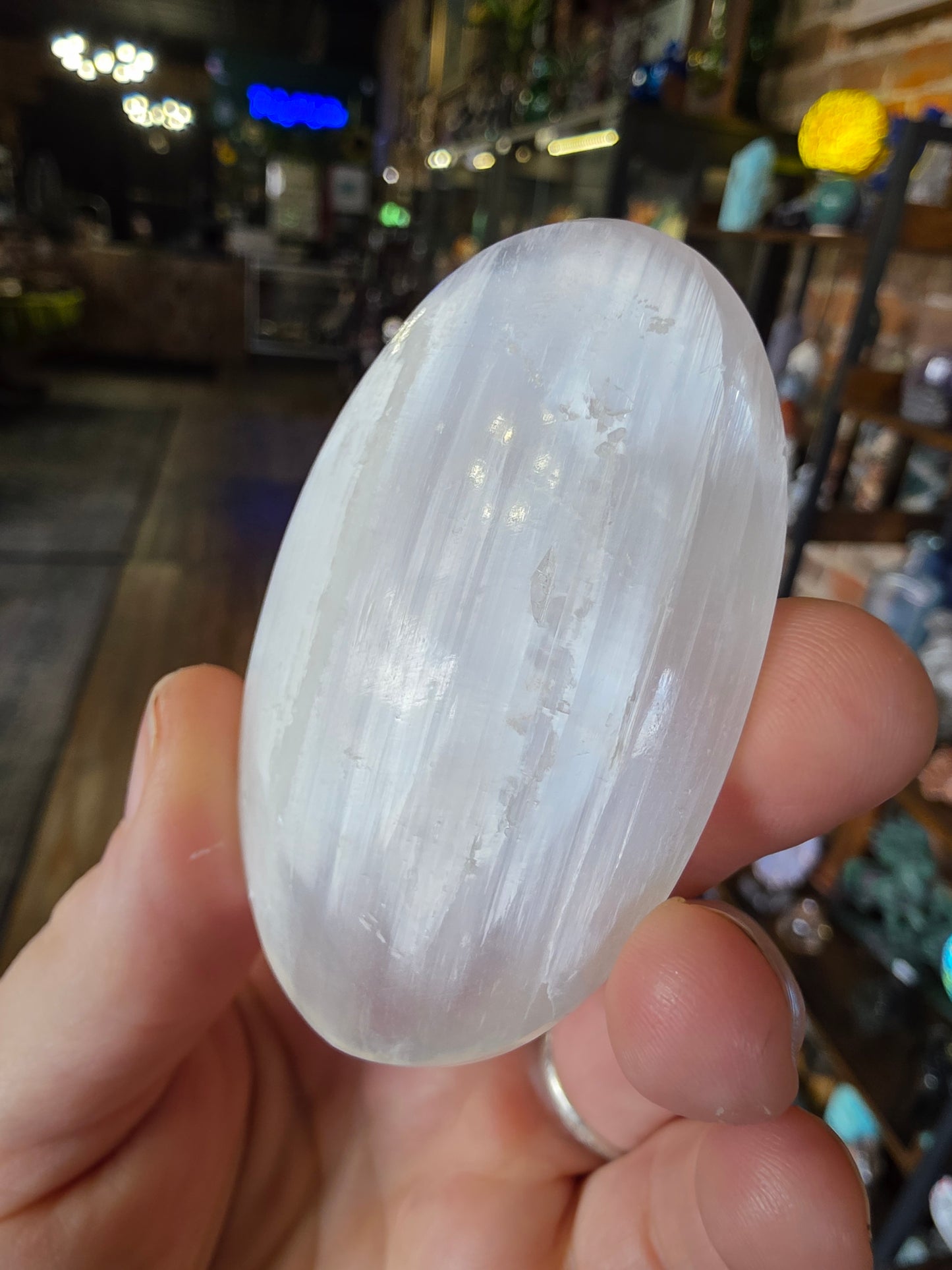 Satin Spar Palm Stone