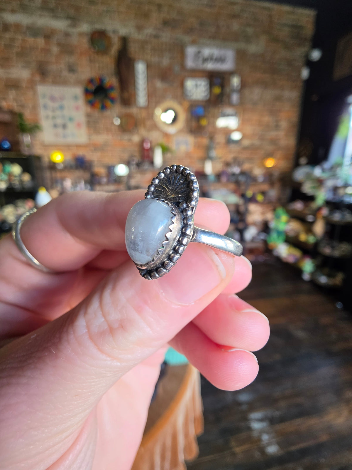 Rainbow Moonstone Ring Size 7