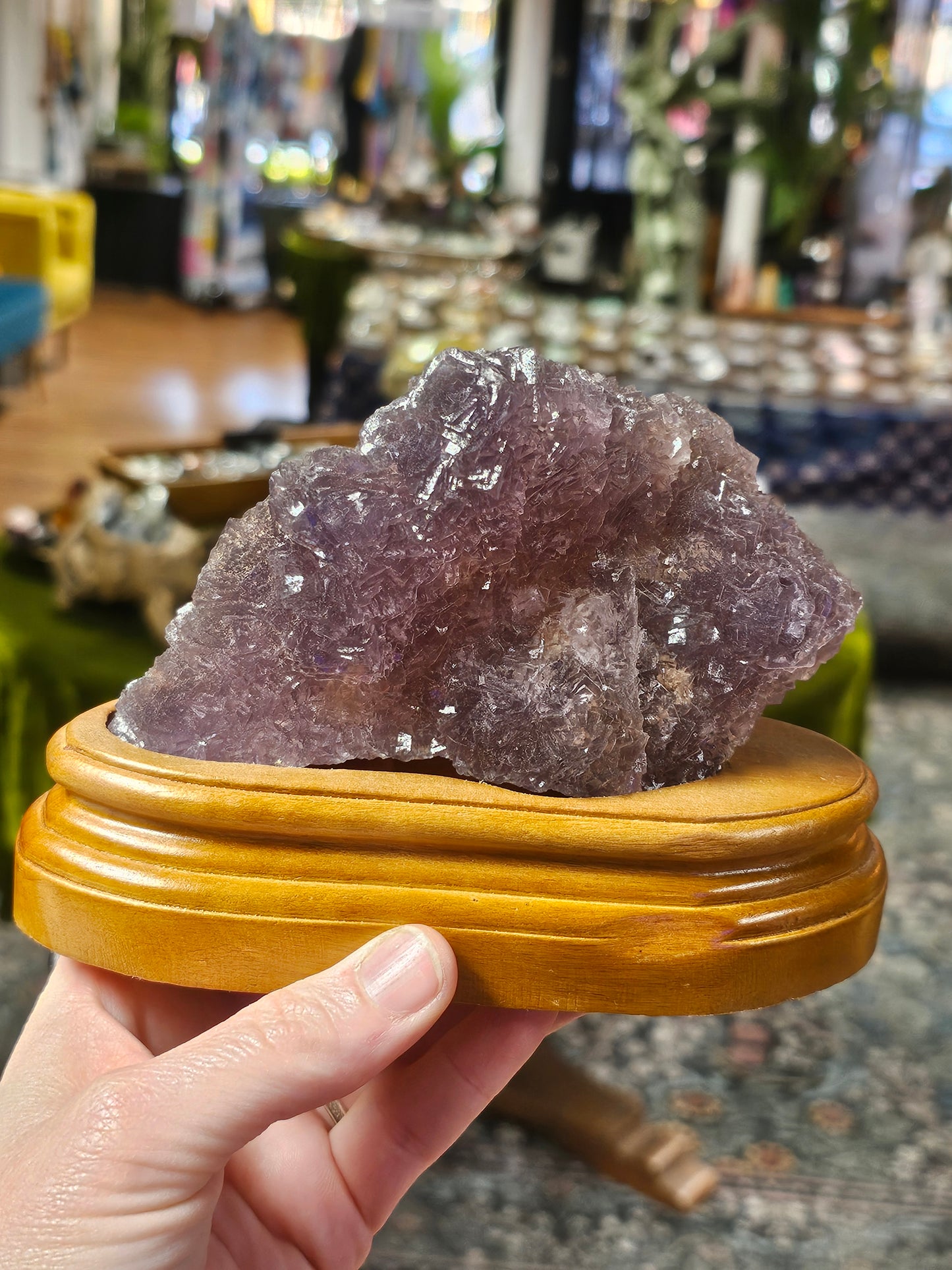 Purple Fluorite on Custom Wood base