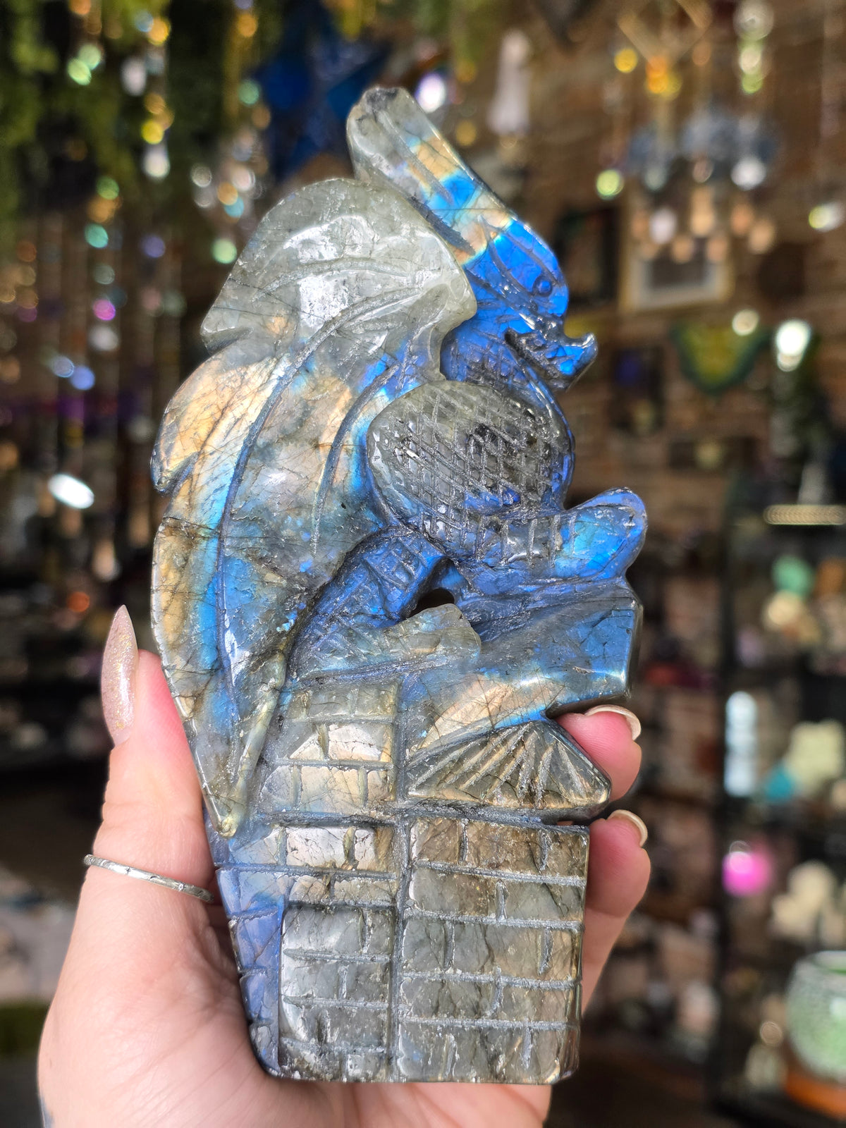 Labradorite Dragon Carving