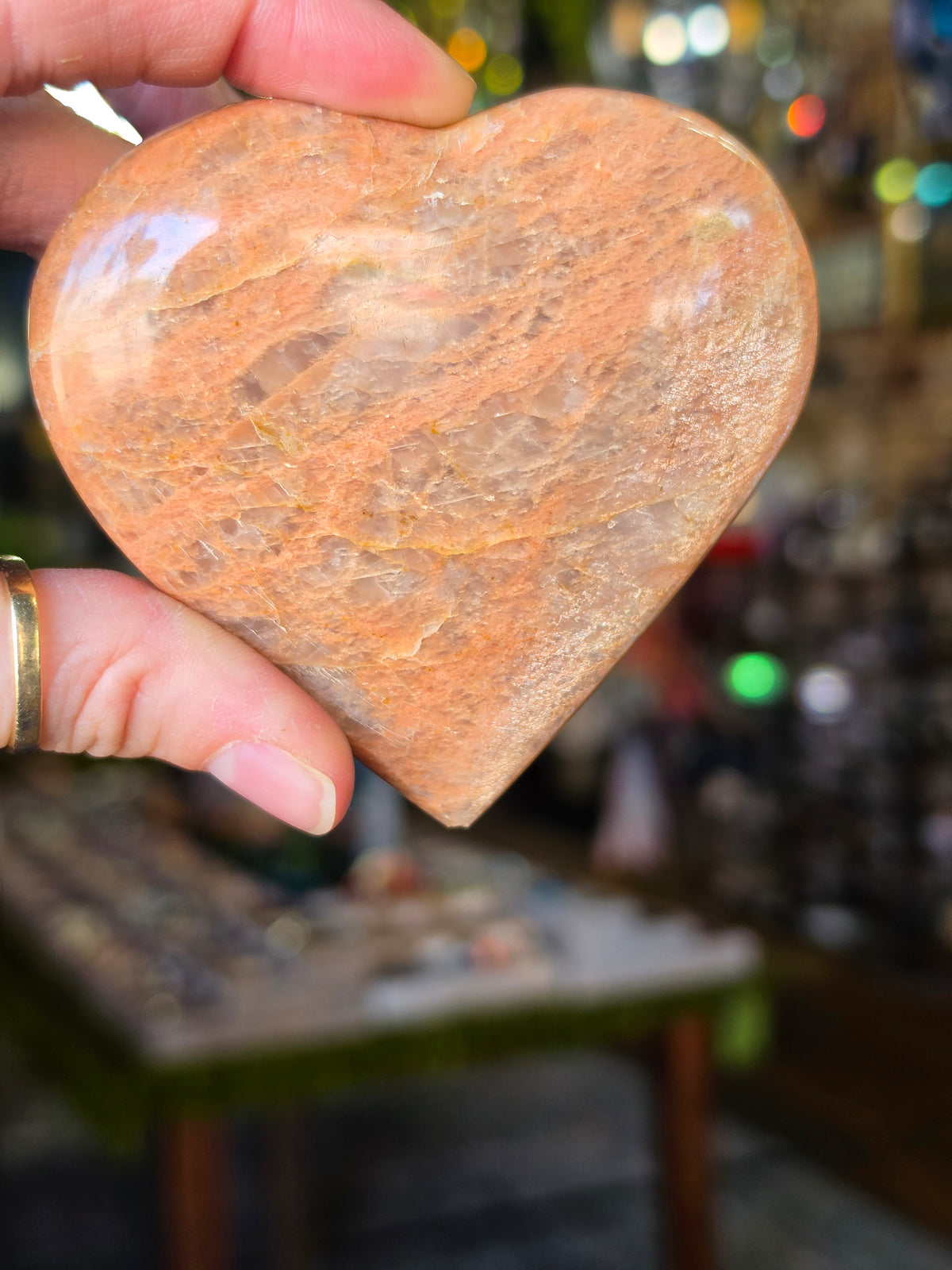 Peach Moonstone Heart