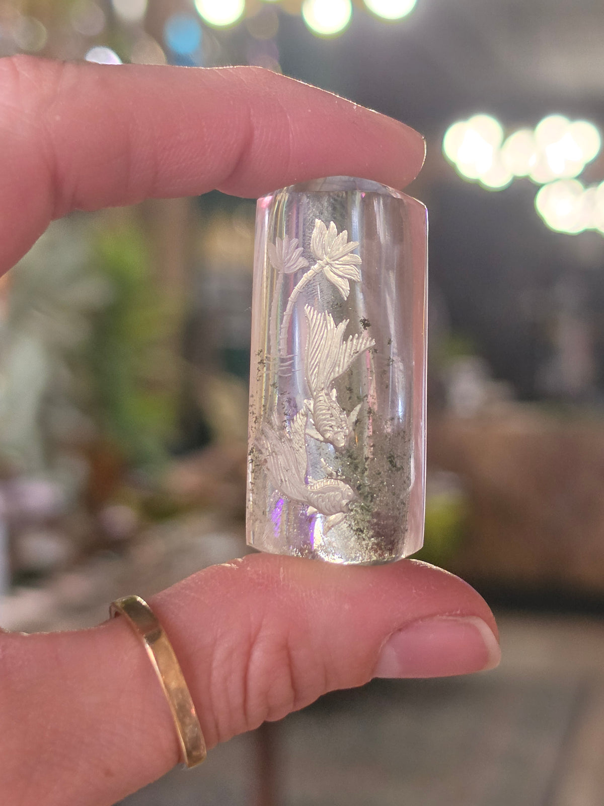 Koi Fish Lazer Engraved Garden Quartz