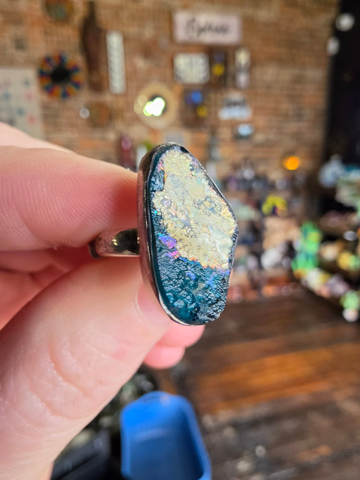 Patina Glass Ring Size 6