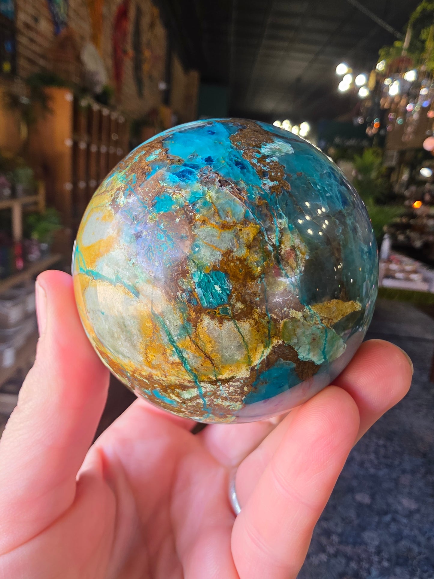 Chrysocolla and Shatuckite Sphere