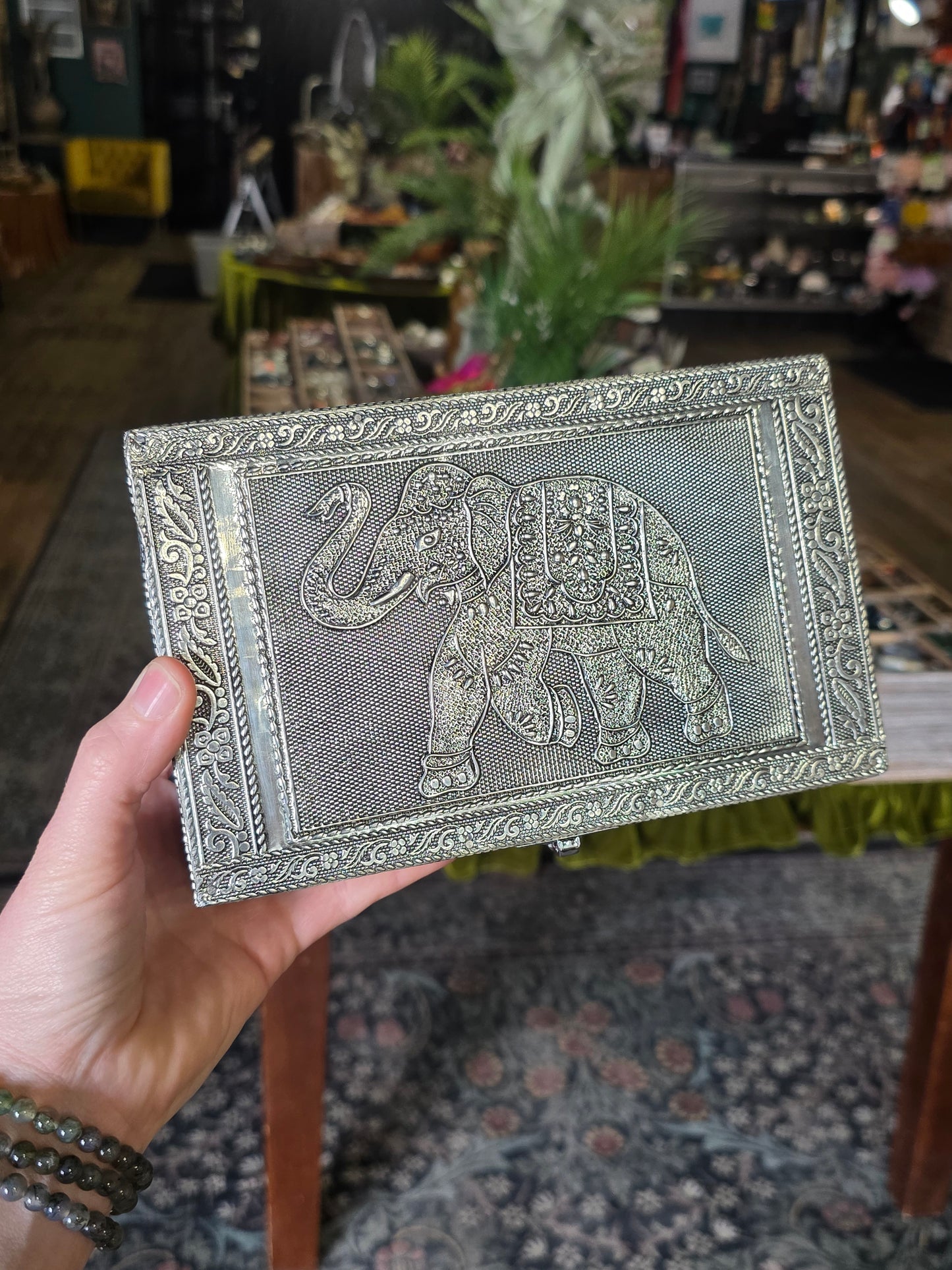 Silver Elephant Jewelry Box