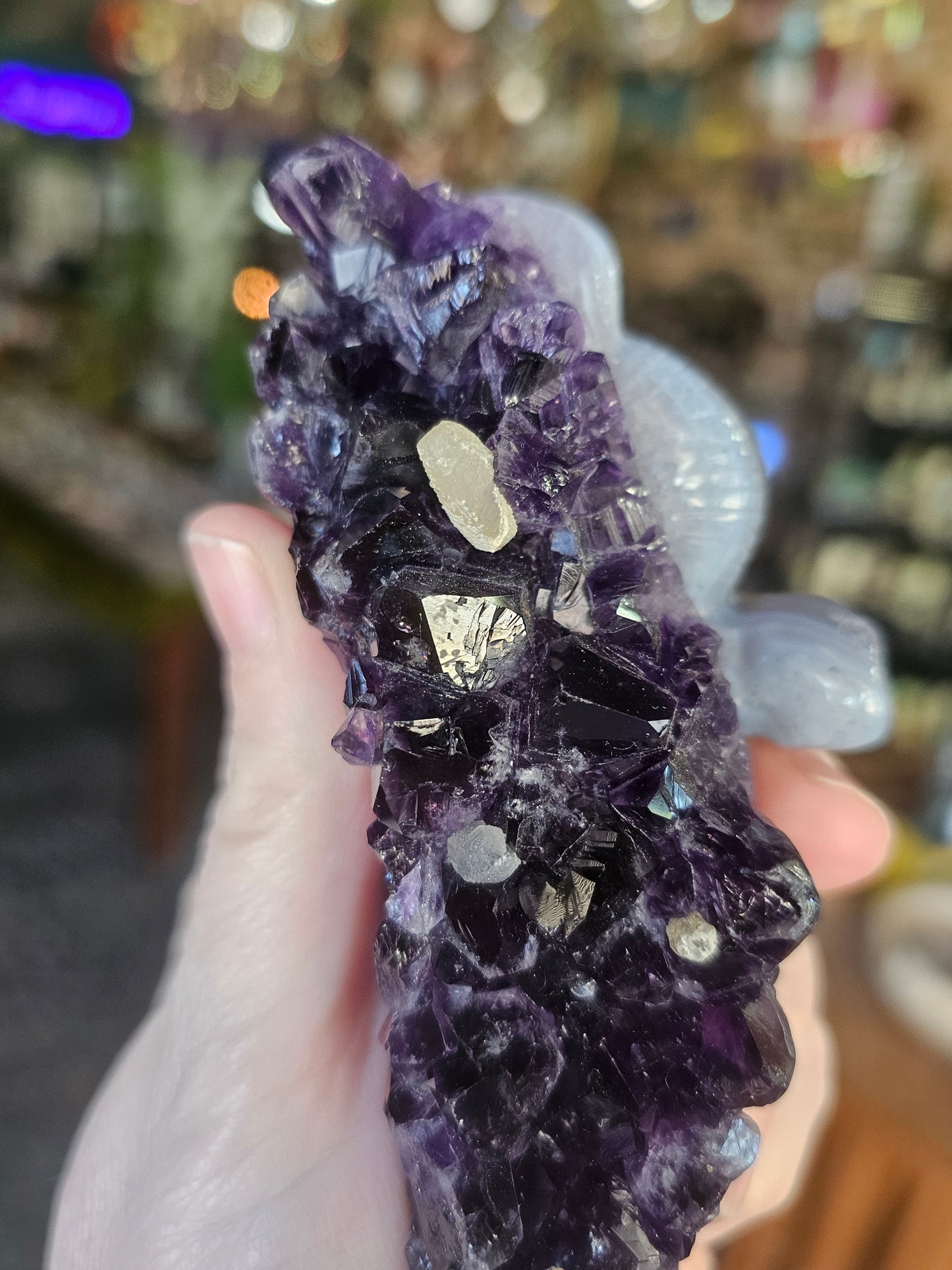 Amethyst Agate Snake Carving