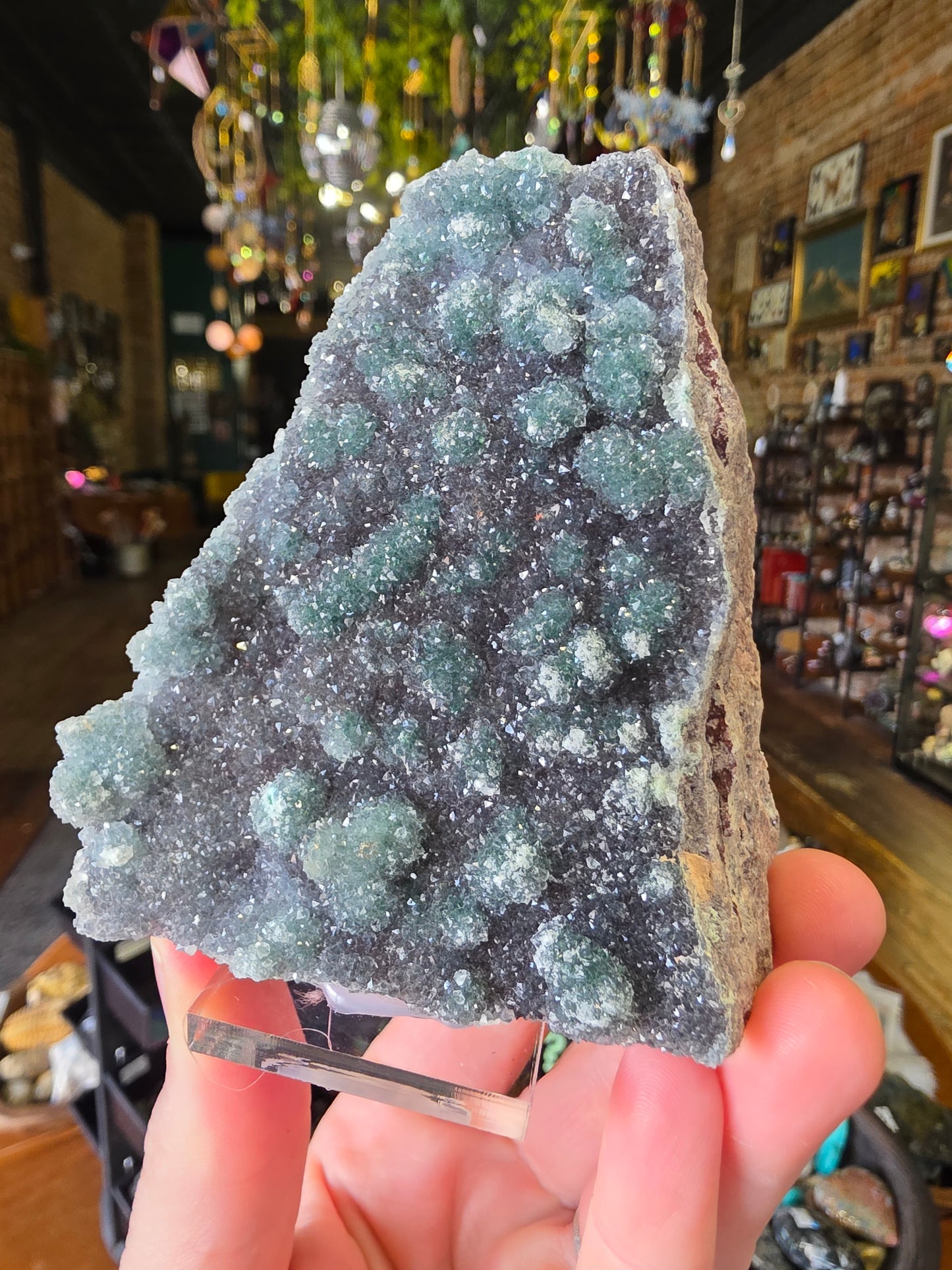 Quartz Druzy on Malachite