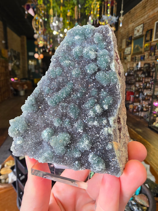 Quartz Druzy on Malachite