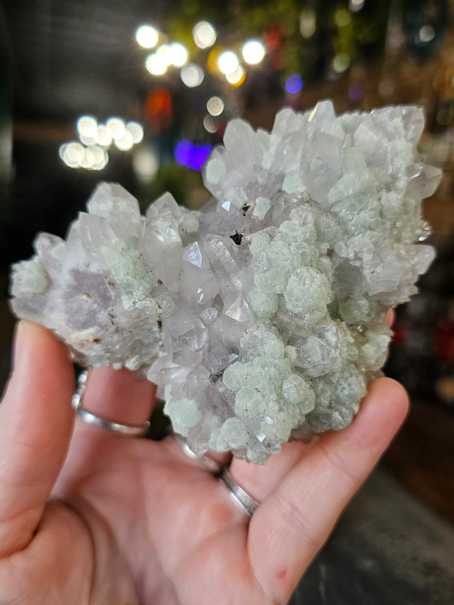 Prehnite on Quartz