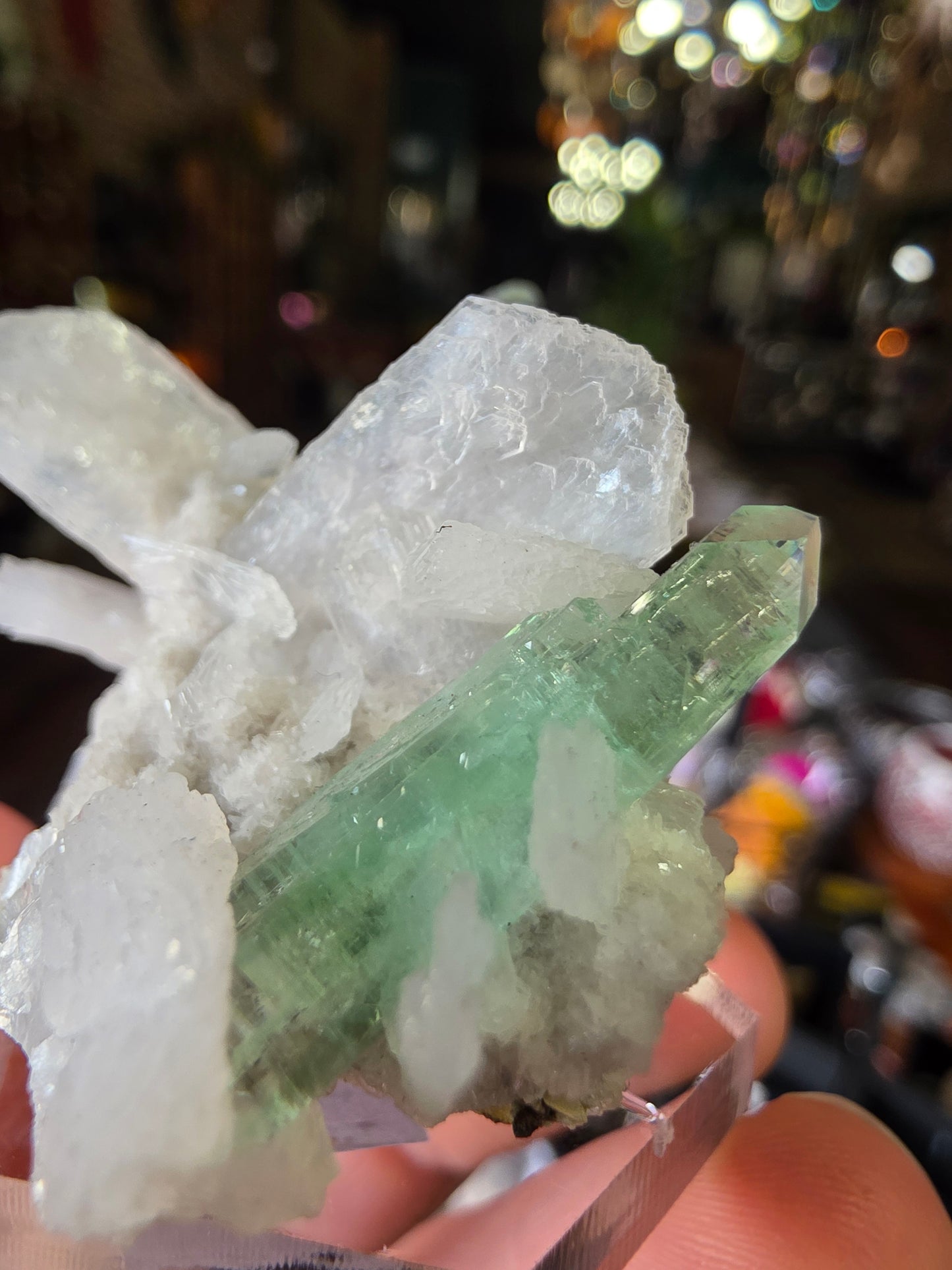 Green Apophyllite On Stilbite