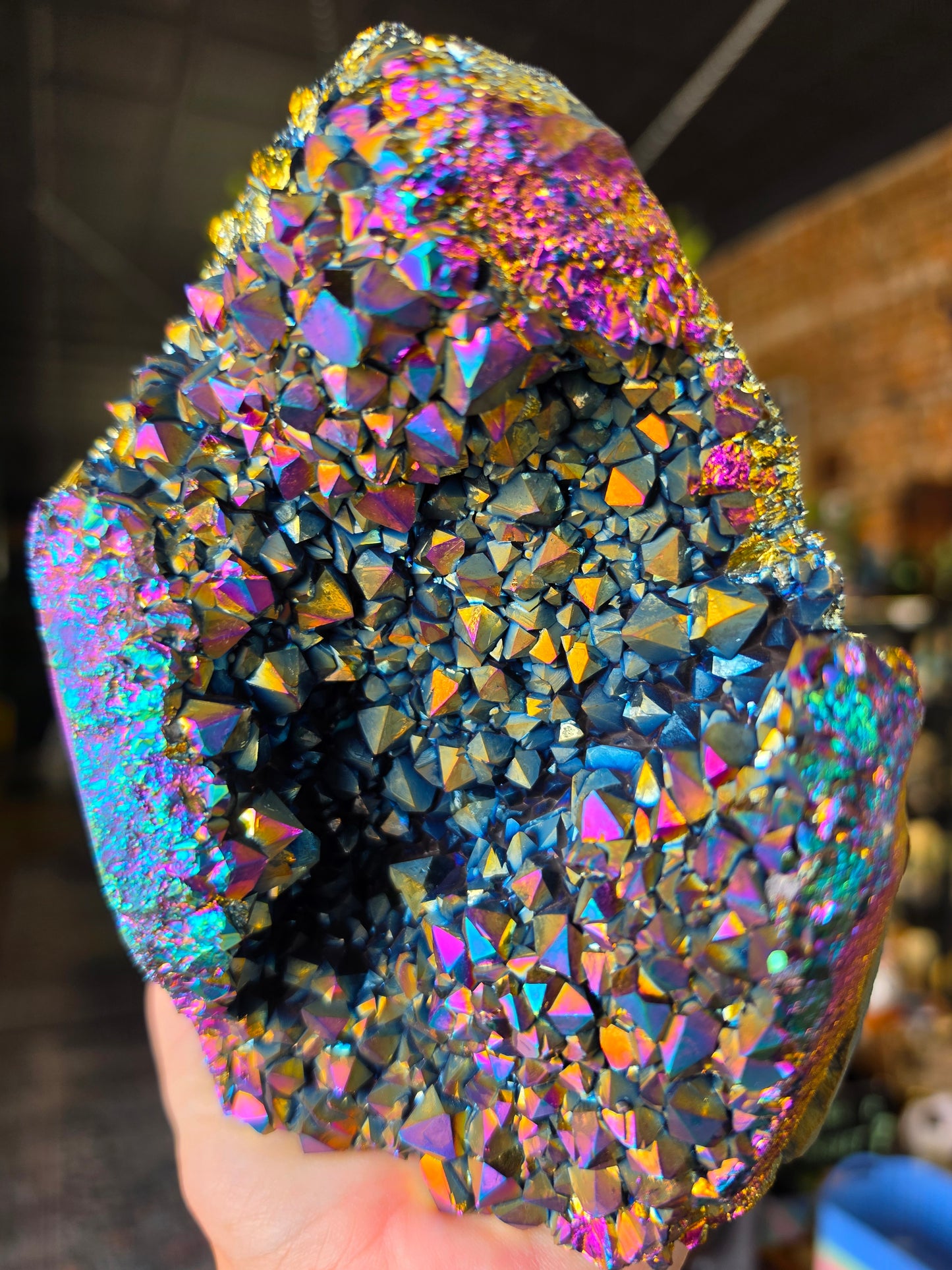 Treated Aura Quartz Cluster Freeform