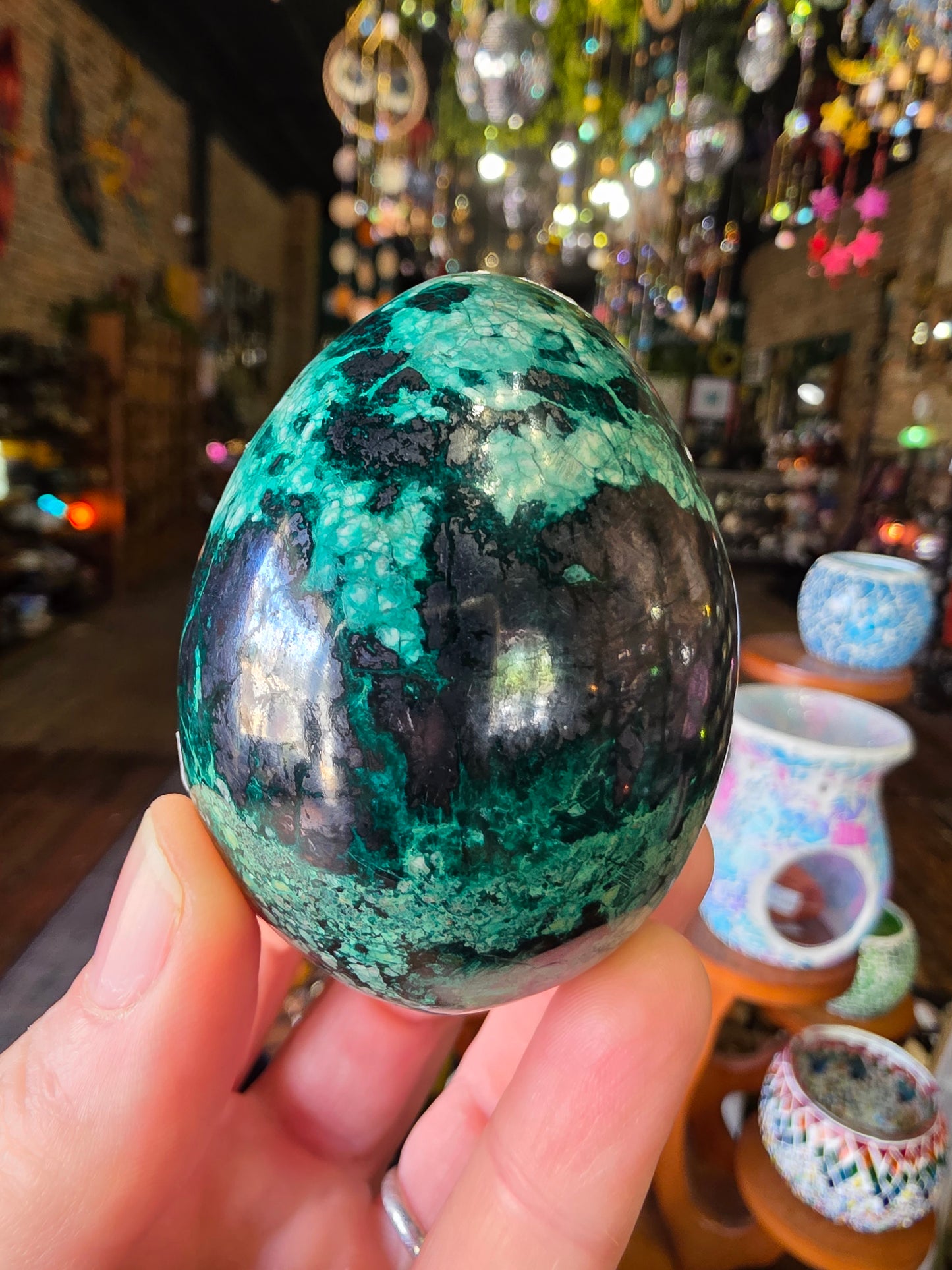 Chrysocolla and Hematite Egg