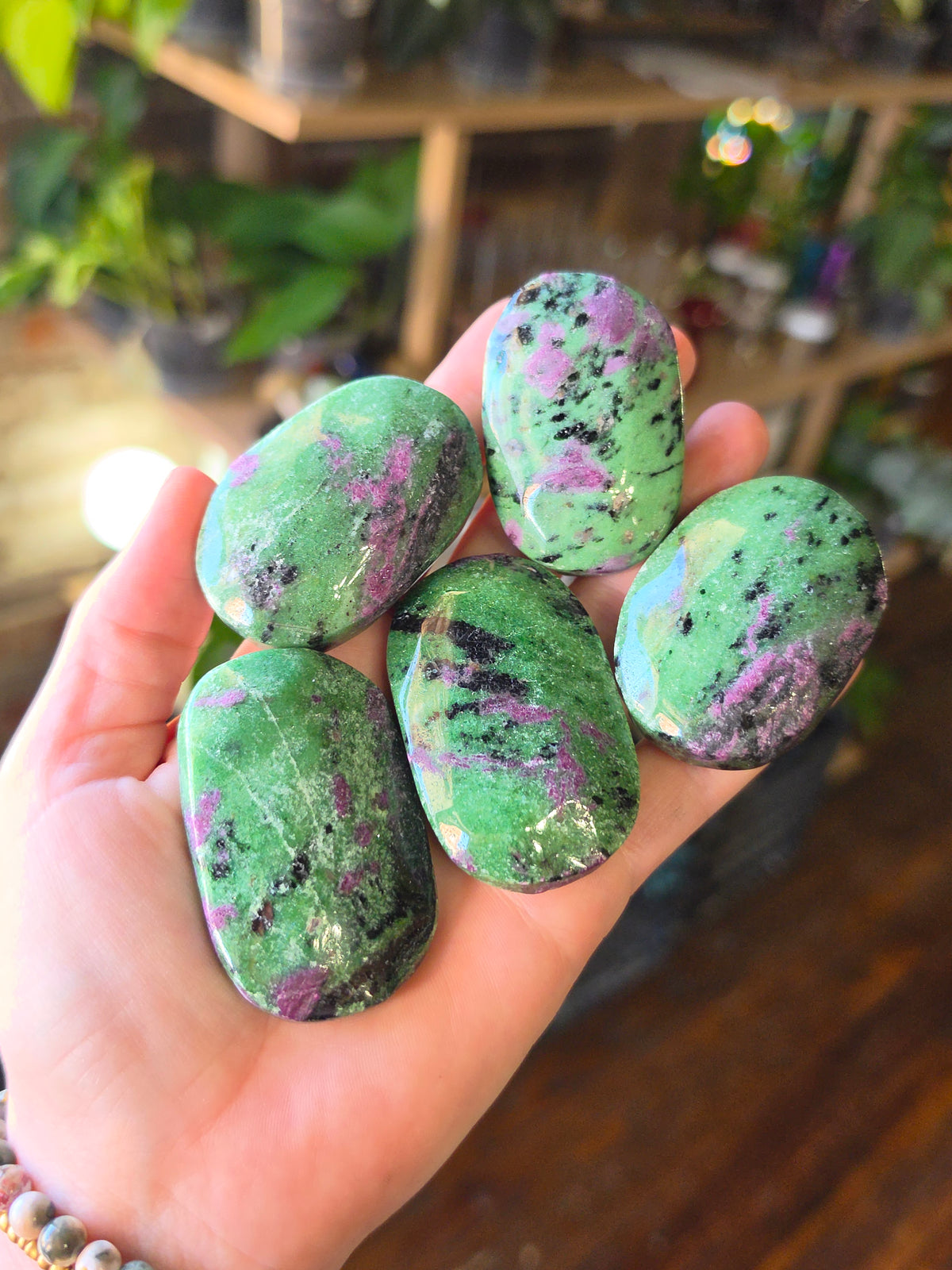 Ruby in Zoisite Palm Stone
