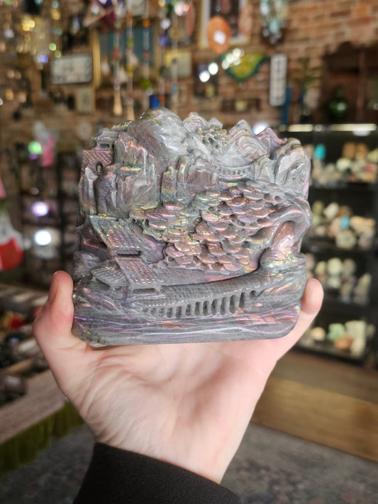 Labradorite Village Carving