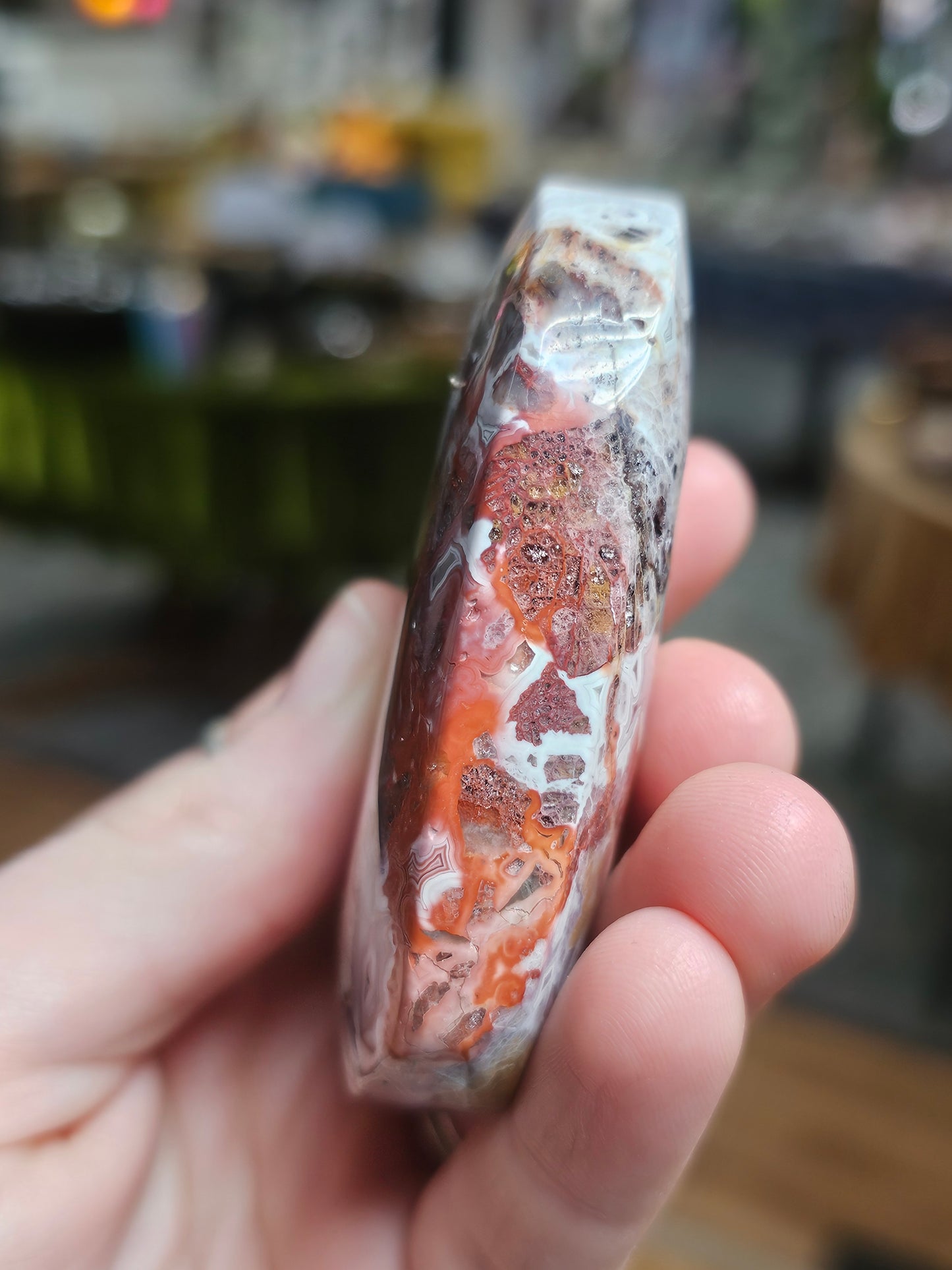 Hand Polished Mexican Crazy Lace Agate Palmstone