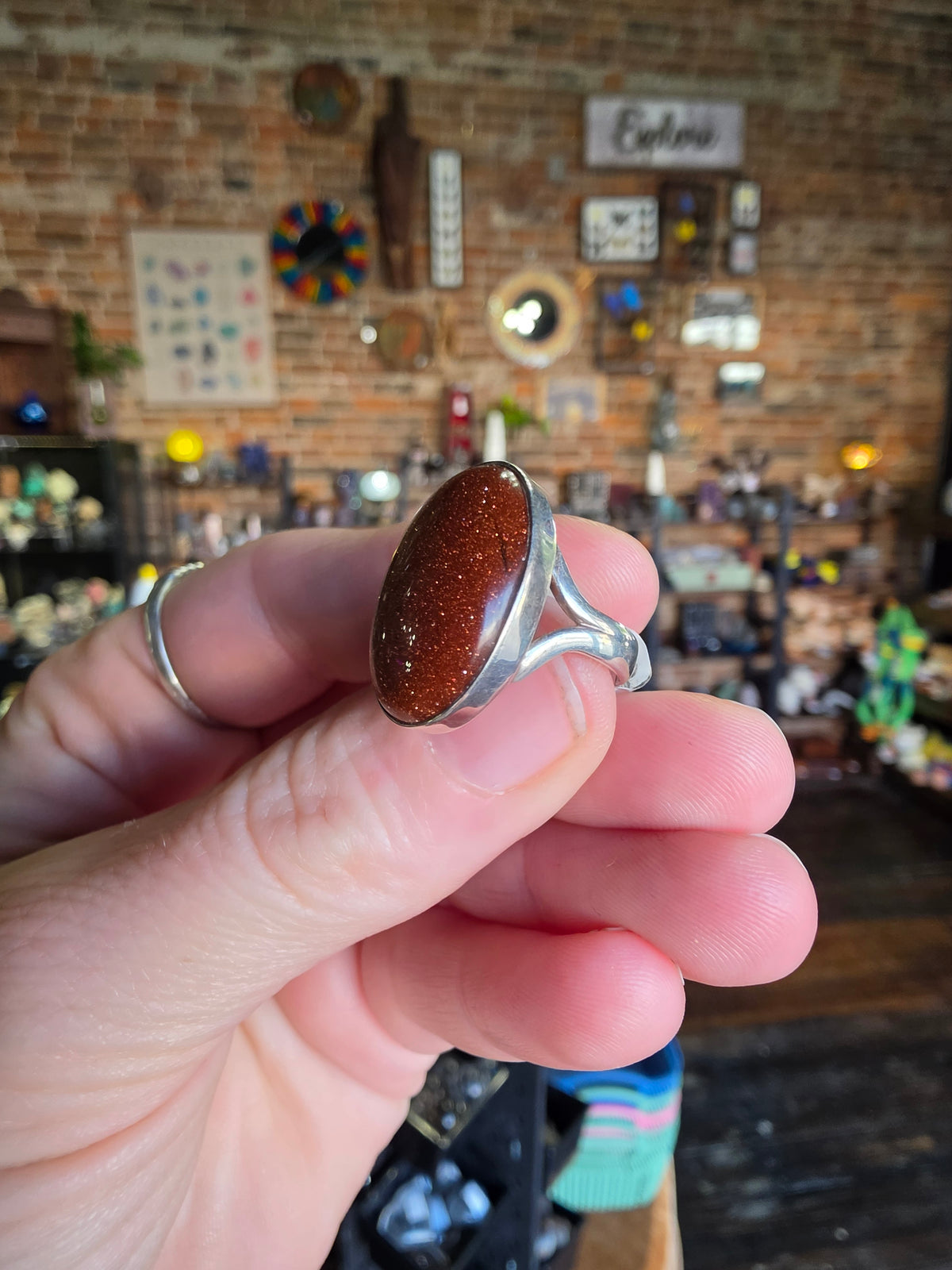 Goldstone Ring Size 6