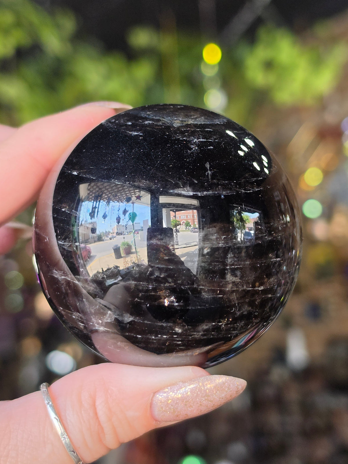 Black Rose Quartz Sphere (Treated Stone)