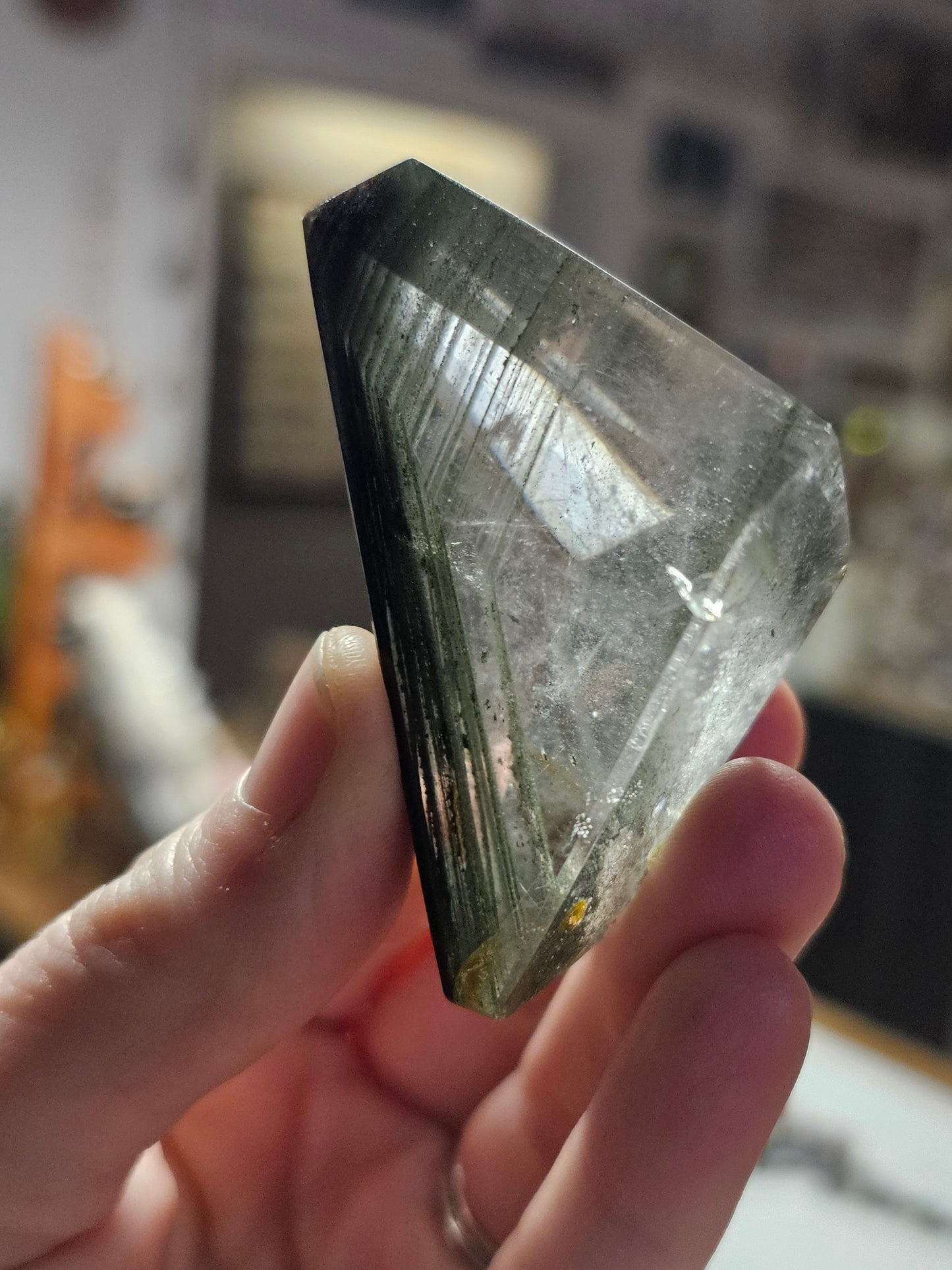 Garden Quartz Freeform with Chlorite Phantoms