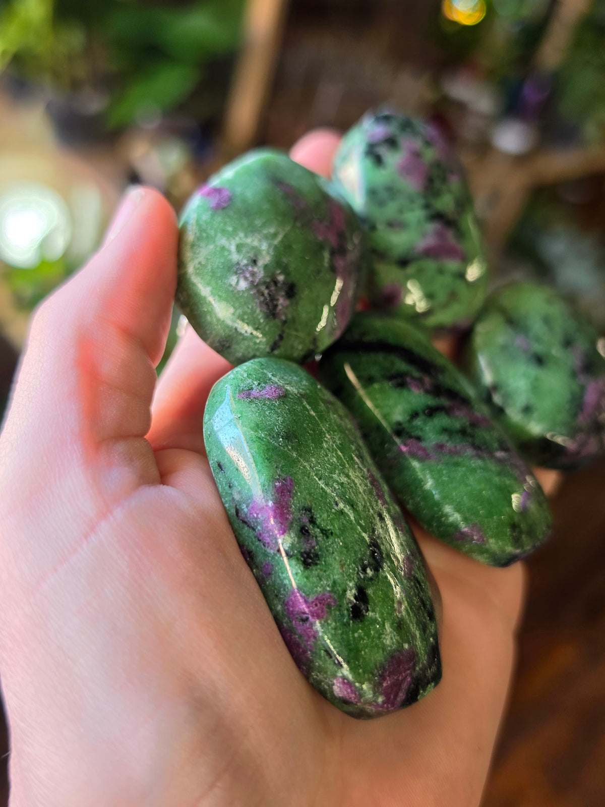 Ruby in Zoisite Palm Stone